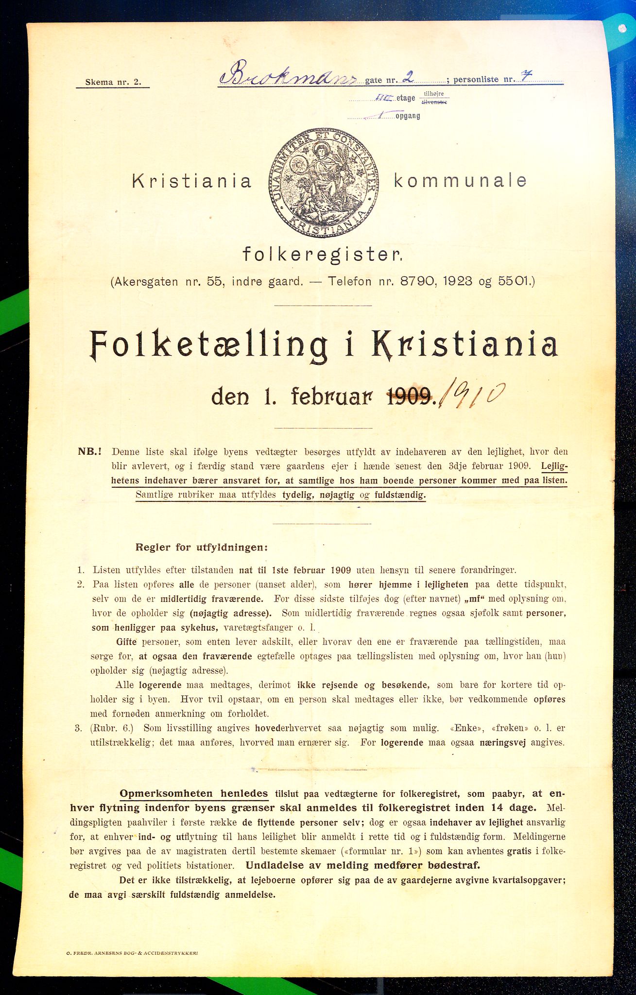 OBA, Municipal Census 1910 for Kristiania, 1910, p. 9244