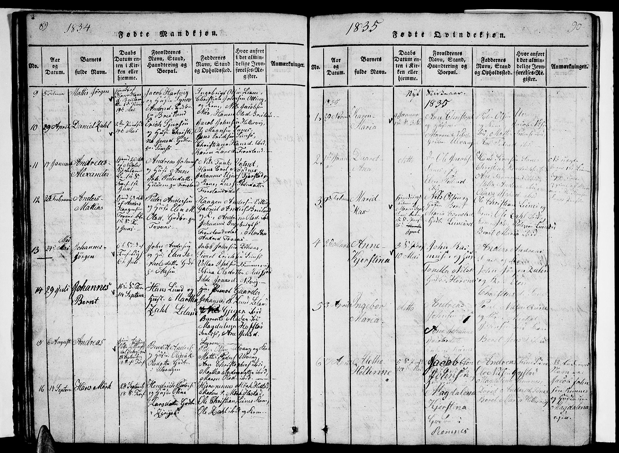 Ministerialprotokoller, klokkerbøker og fødselsregistre - Nordland, AV/SAT-A-1459/831/L0474: Parish register (copy) no. 831C01, 1820-1850, p. 89-90