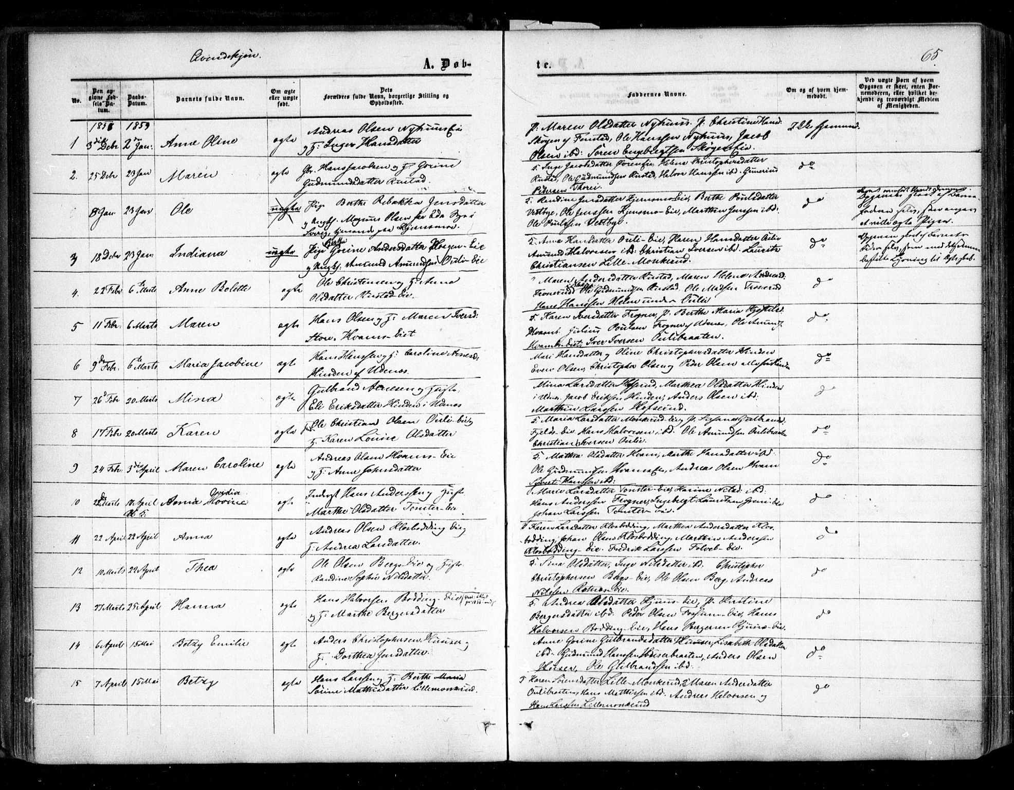 Nes prestekontor Kirkebøker, SAO/A-10410/F/Fc/L0001: Parish register (official) no. III 1, 1859-1882, p. 65