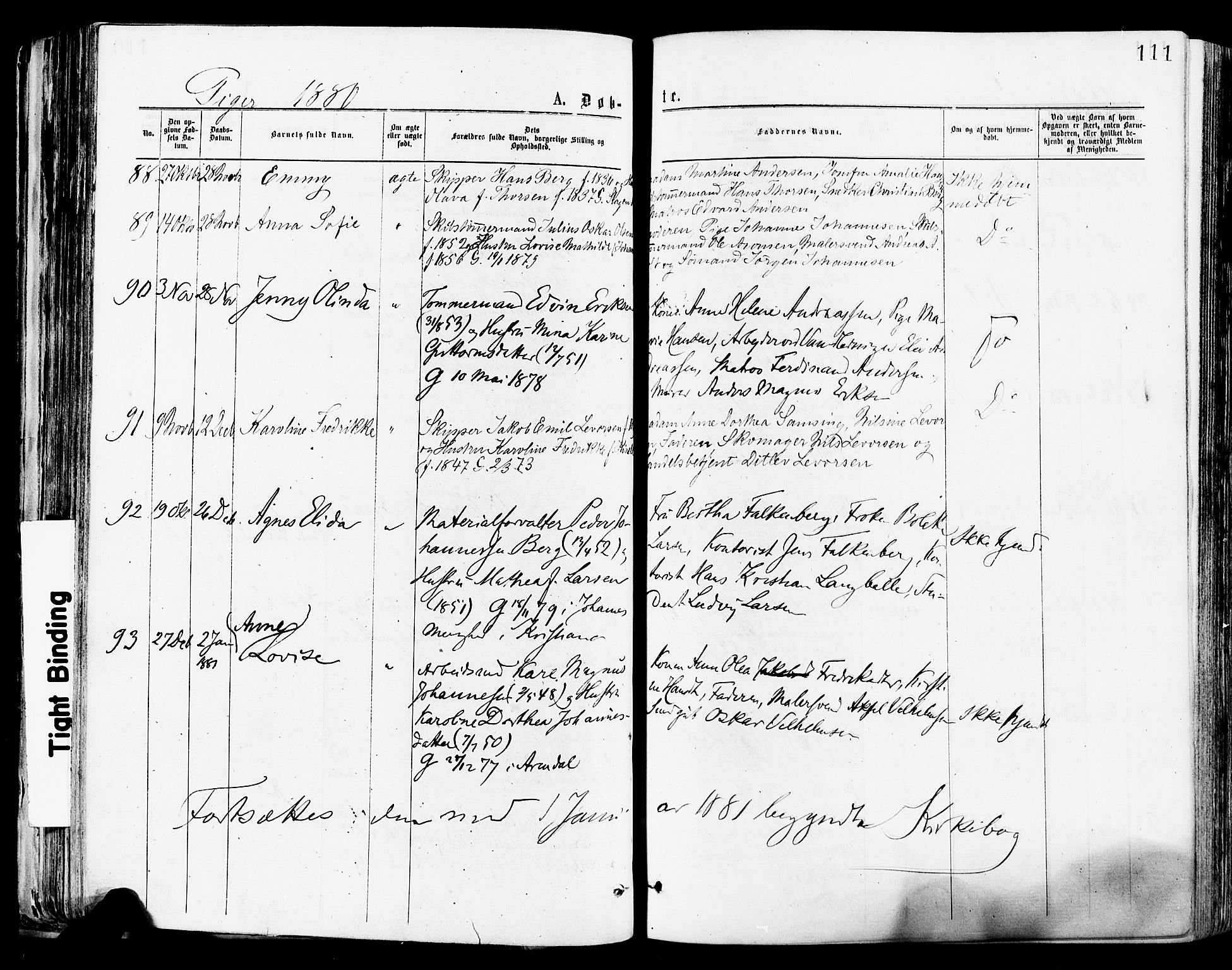Tønsberg kirkebøker, SAKO/A-330/F/Fa/L0010: Parish register (official) no. I 10, 1874-1880, p. 111