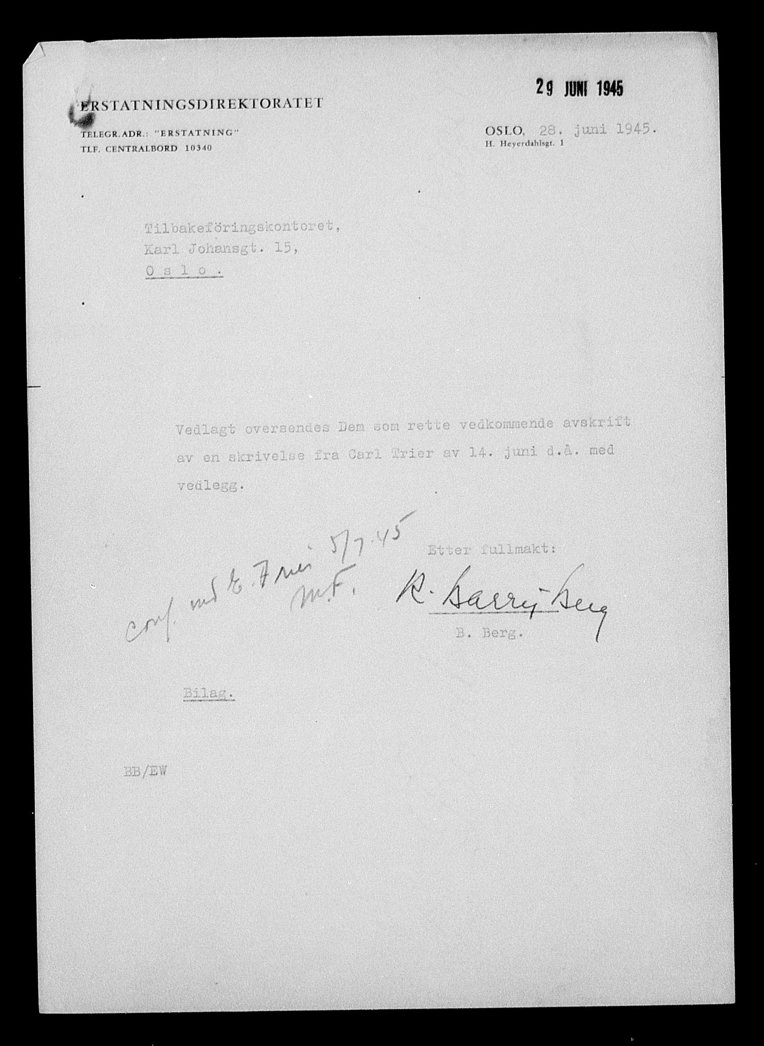 Justisdepartementet, Tilbakeføringskontoret for inndratte formuer, AV/RA-S-1564/H/Hc/Hcc/L0984: --, 1945-1947, p. 189