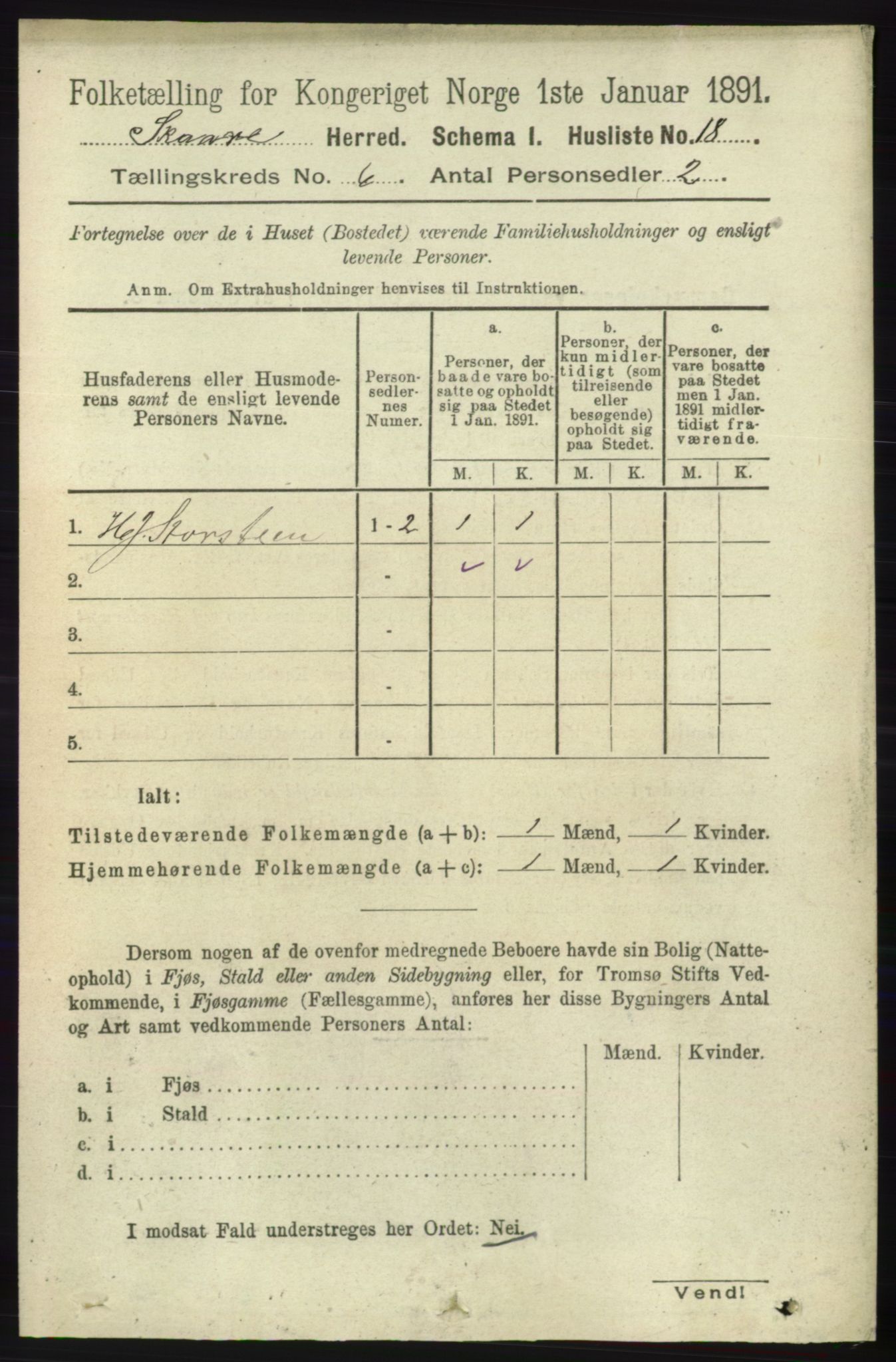 RA, 1891 census for 1153 Skåre, 1891, p. 2388