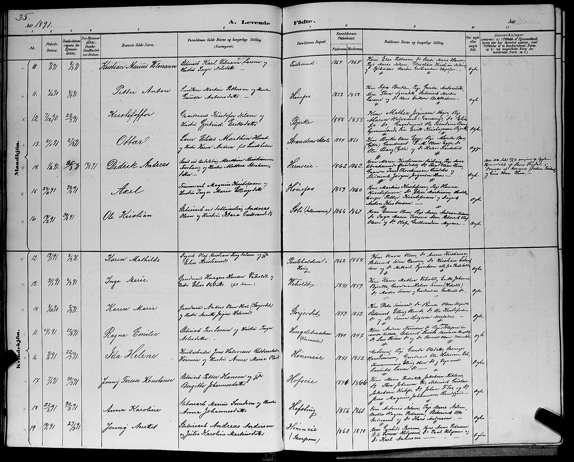 Hønefoss kirkebøker, SAKO/A-609/G/Ga/L0002: Parish register (copy) no. 2, 1888-1904, p. 35