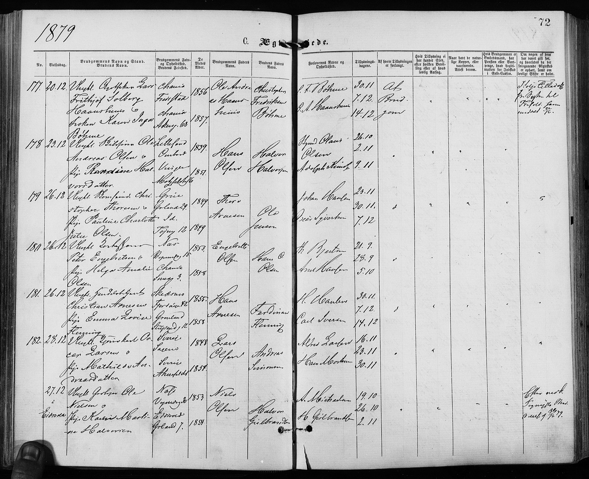 Grønland prestekontor Kirkebøker, AV/SAO-A-10848/F/Fa/L0006: Parish register (official) no. 6, 1877-1886, p. 72