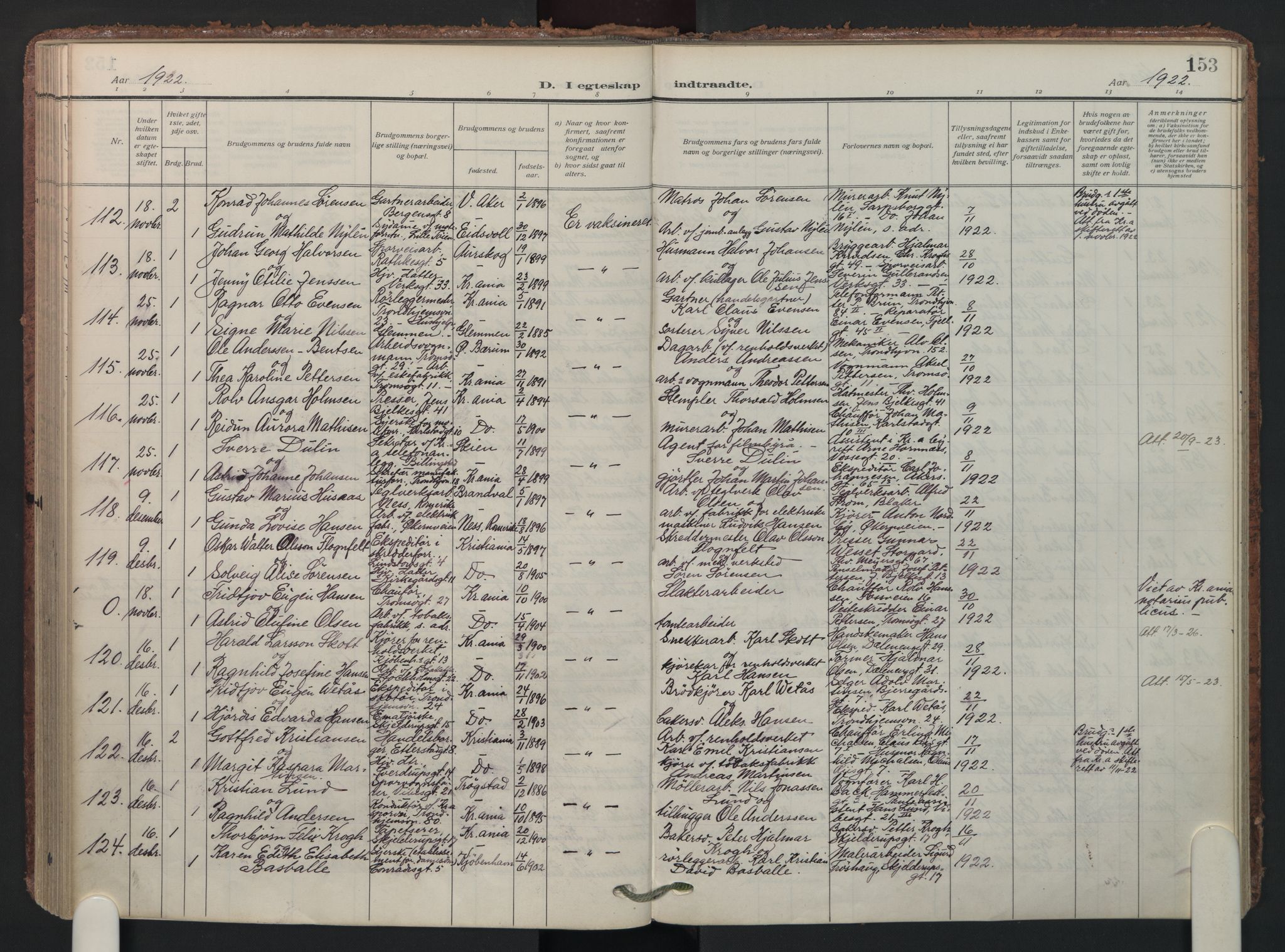 Petrus prestekontor Kirkebøker, SAO/A-10872/F/Fa/L0013: Parish register (official) no. 13, 1911-1925, p. 153