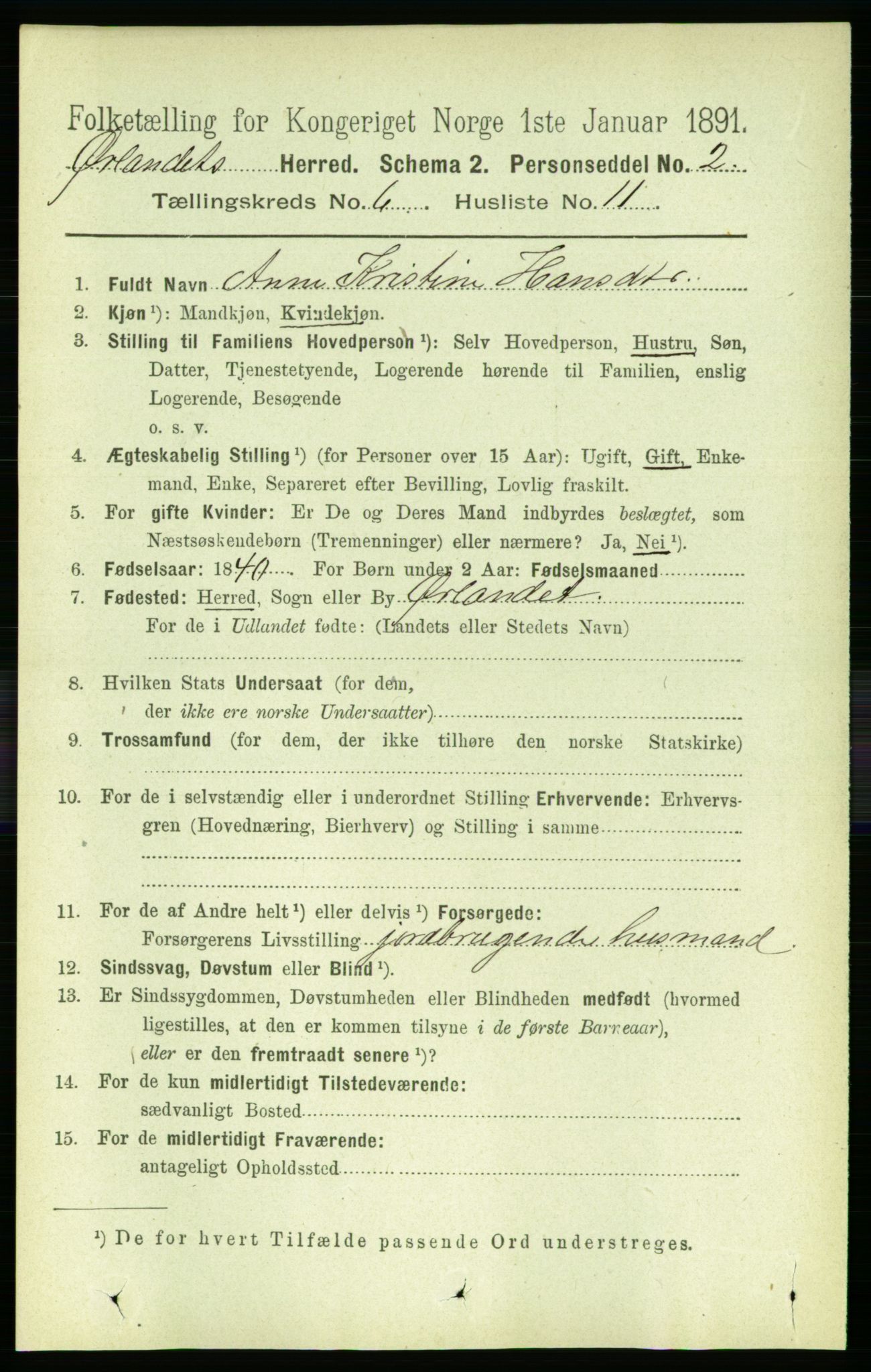 RA, 1891 census for 1621 Ørland, 1891, p. 1913