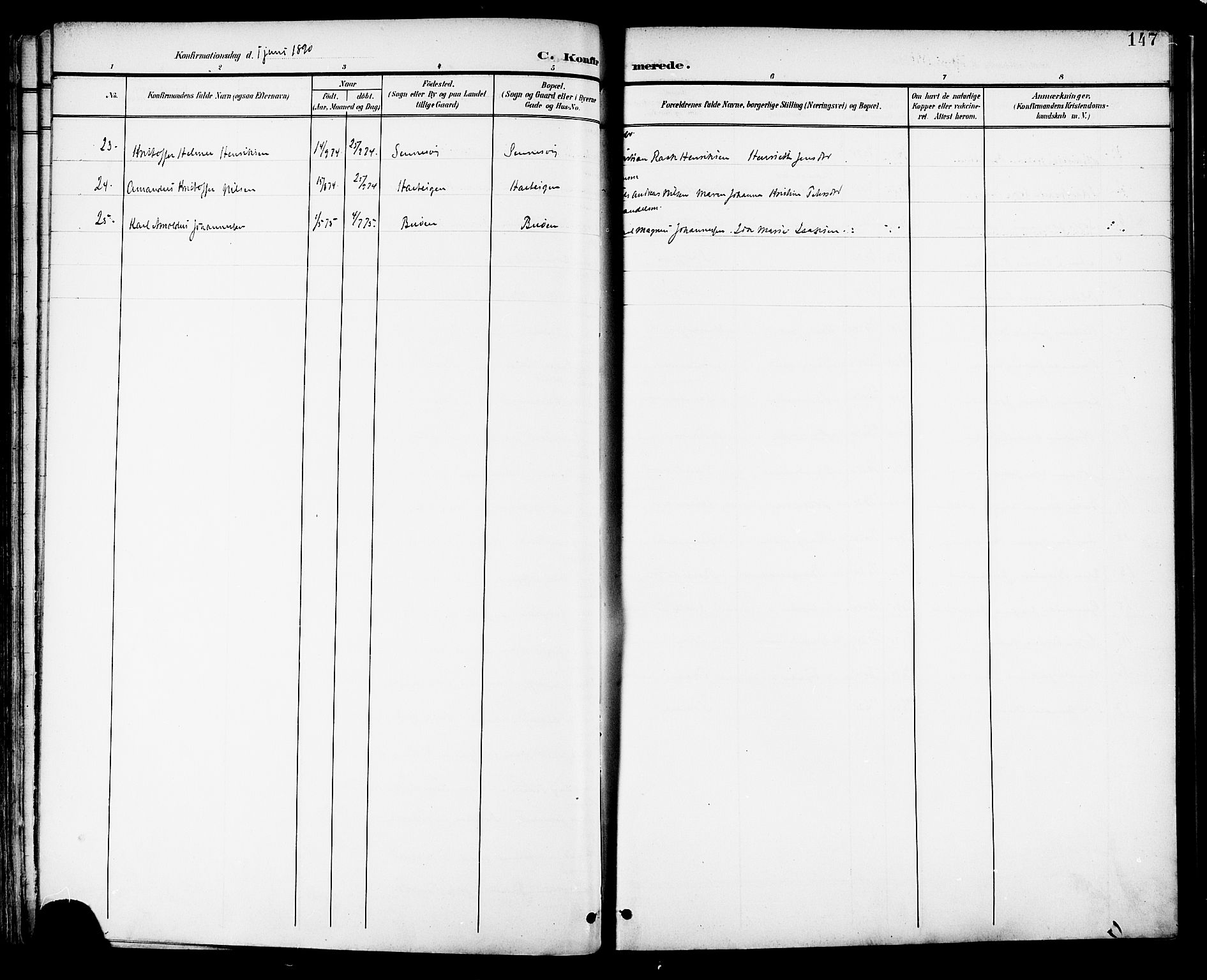 Ministerialprotokoller, klokkerbøker og fødselsregistre - Nordland, AV/SAT-A-1459/882/L1179: Parish register (official) no. 882A01, 1886-1898, p. 147