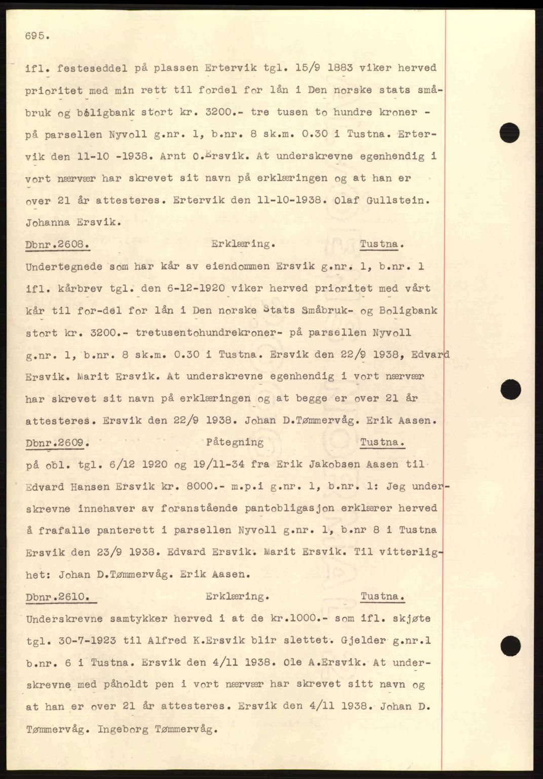 Nordmøre sorenskriveri, AV/SAT-A-4132/1/2/2Ca: Mortgage book no. C80, 1936-1939, Diary no: : 2608/1938