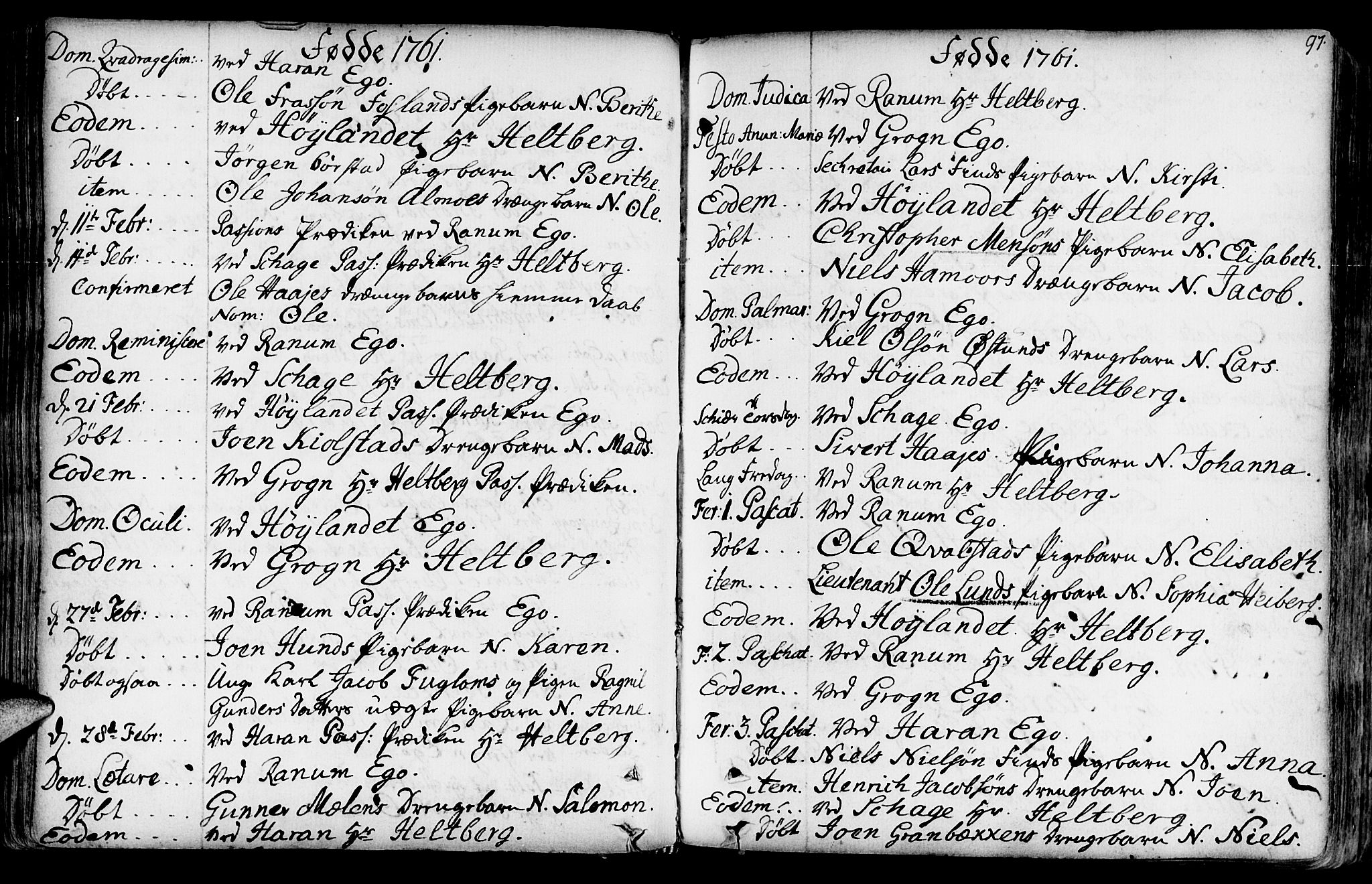 Ministerialprotokoller, klokkerbøker og fødselsregistre - Nord-Trøndelag, SAT/A-1458/764/L0542: Parish register (official) no. 764A02, 1748-1779, p. 97