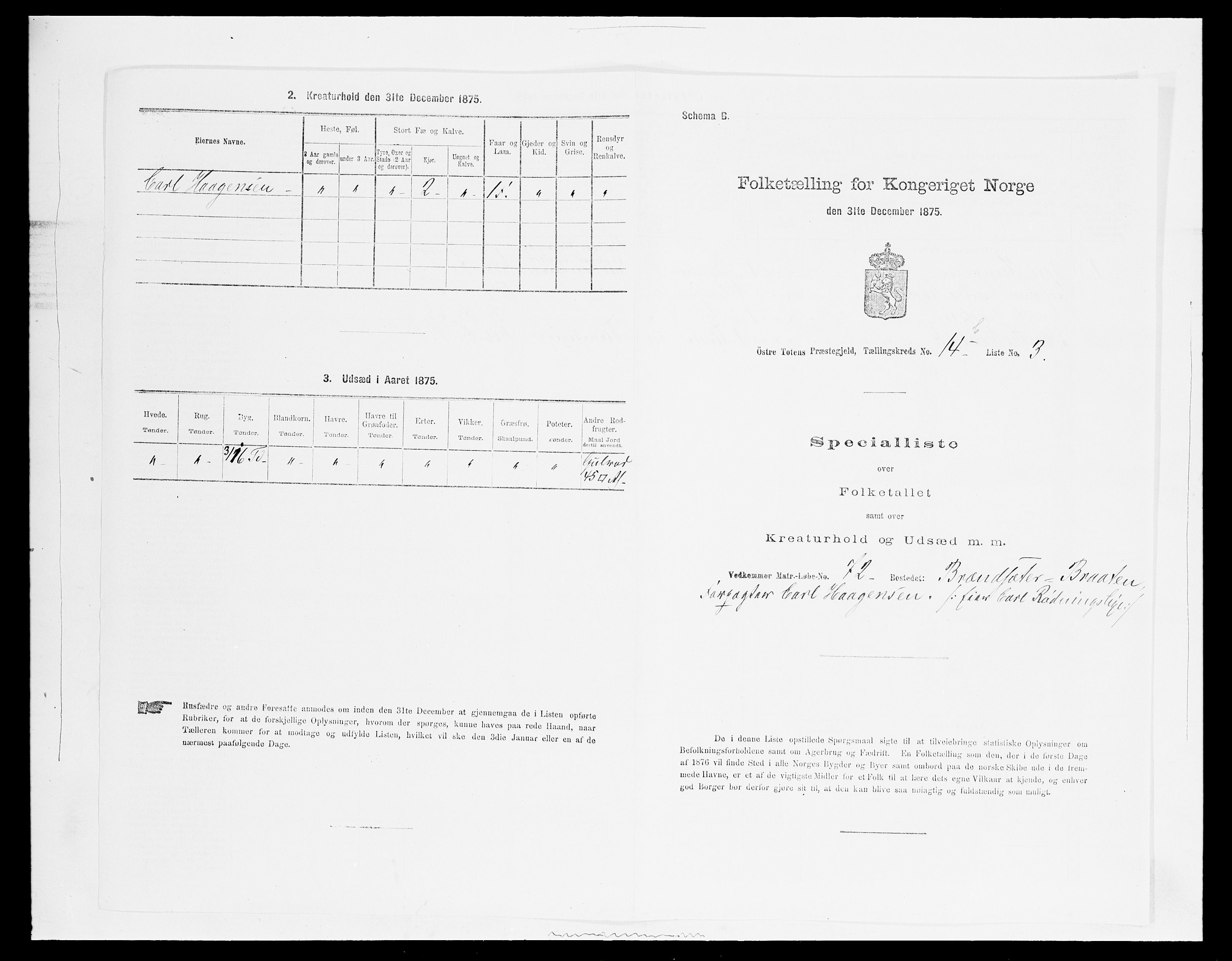 SAH, 1875 census for 0528P Østre Toten, 1875, p. 2629