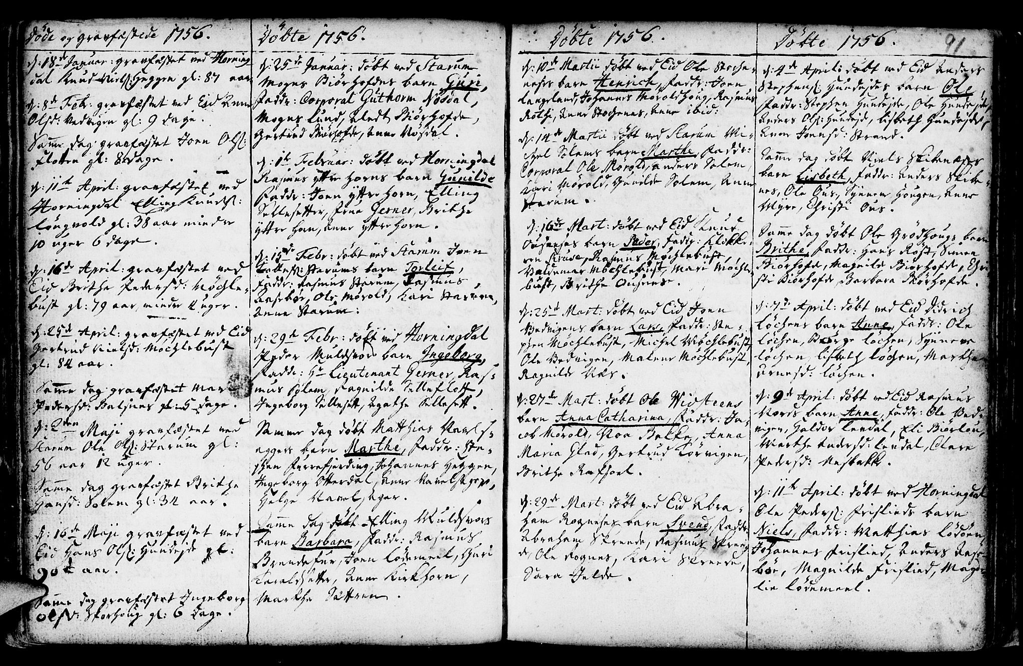 Eid sokneprestembete, SAB/A-82301/H/Haa/Haaa/L0002: Parish register (official) no. A 2, 1741-1769, p. 91