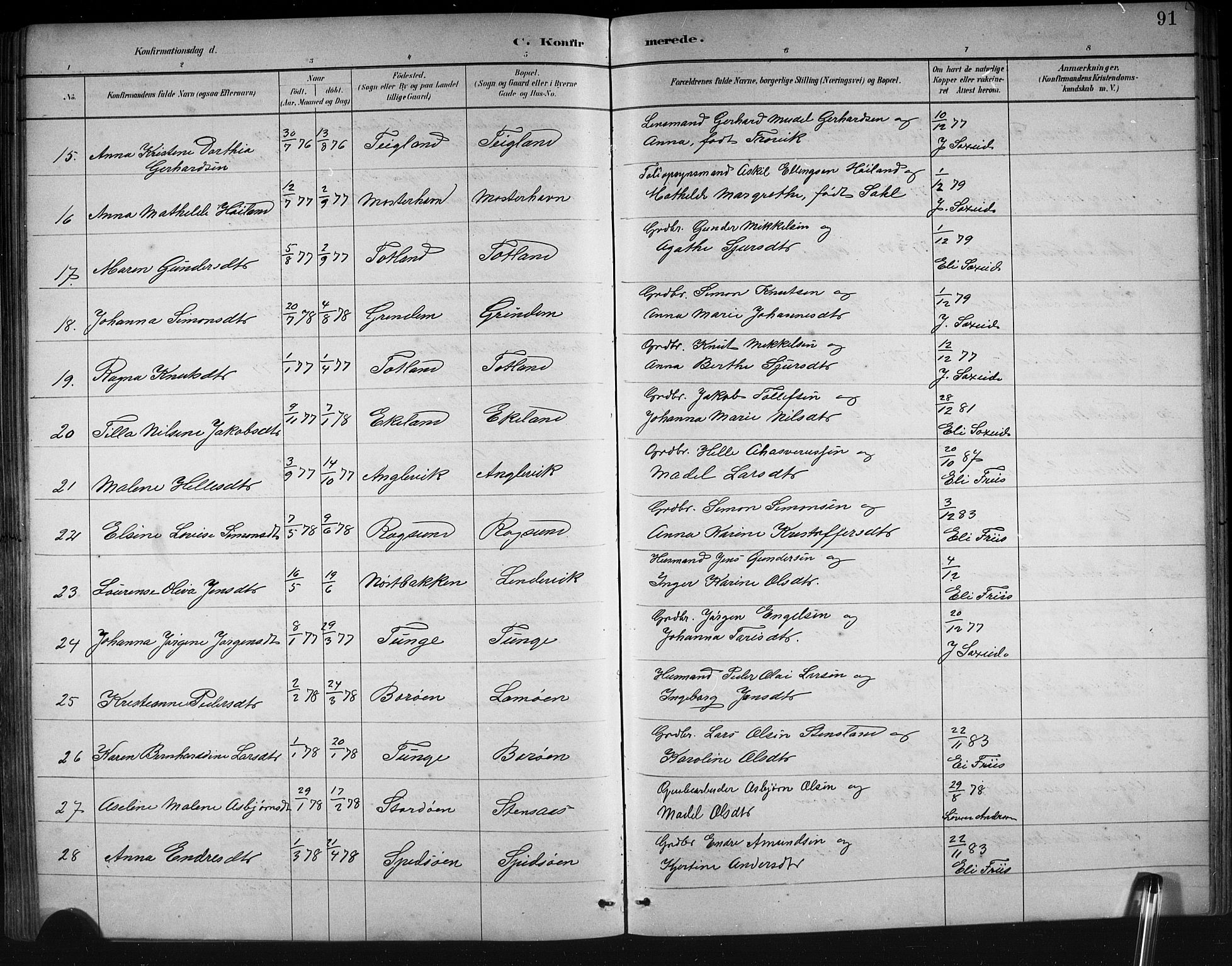 Finnås sokneprestembete, AV/SAB-A-99925/H/Ha/Hab/Haba/L0003: Parish register (copy) no. A 3, 1883-1900, p. 91