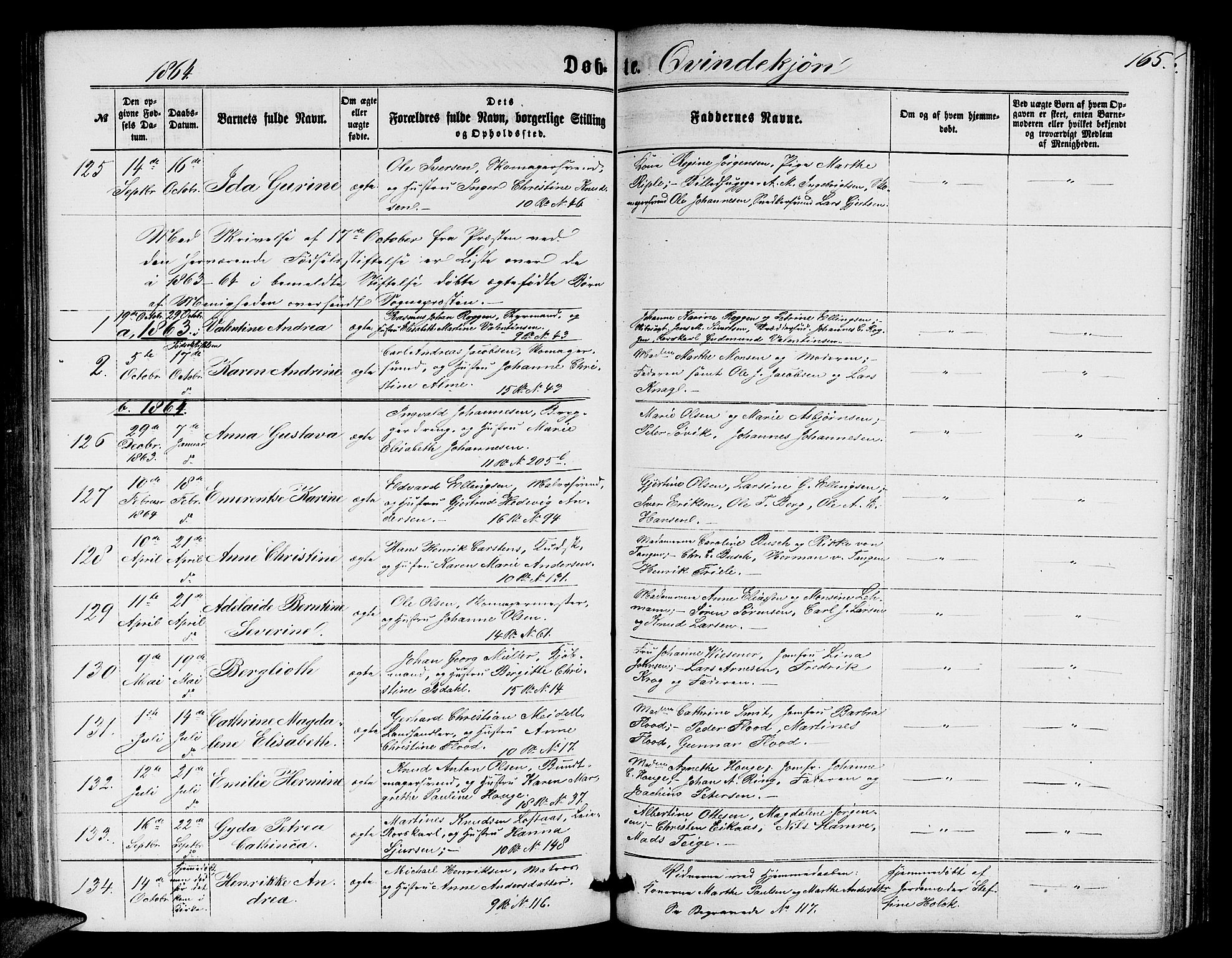 Domkirken sokneprestembete, AV/SAB-A-74801/H/Hab/L0012: Parish register (copy) no. B 5, 1862-1869, p. 165