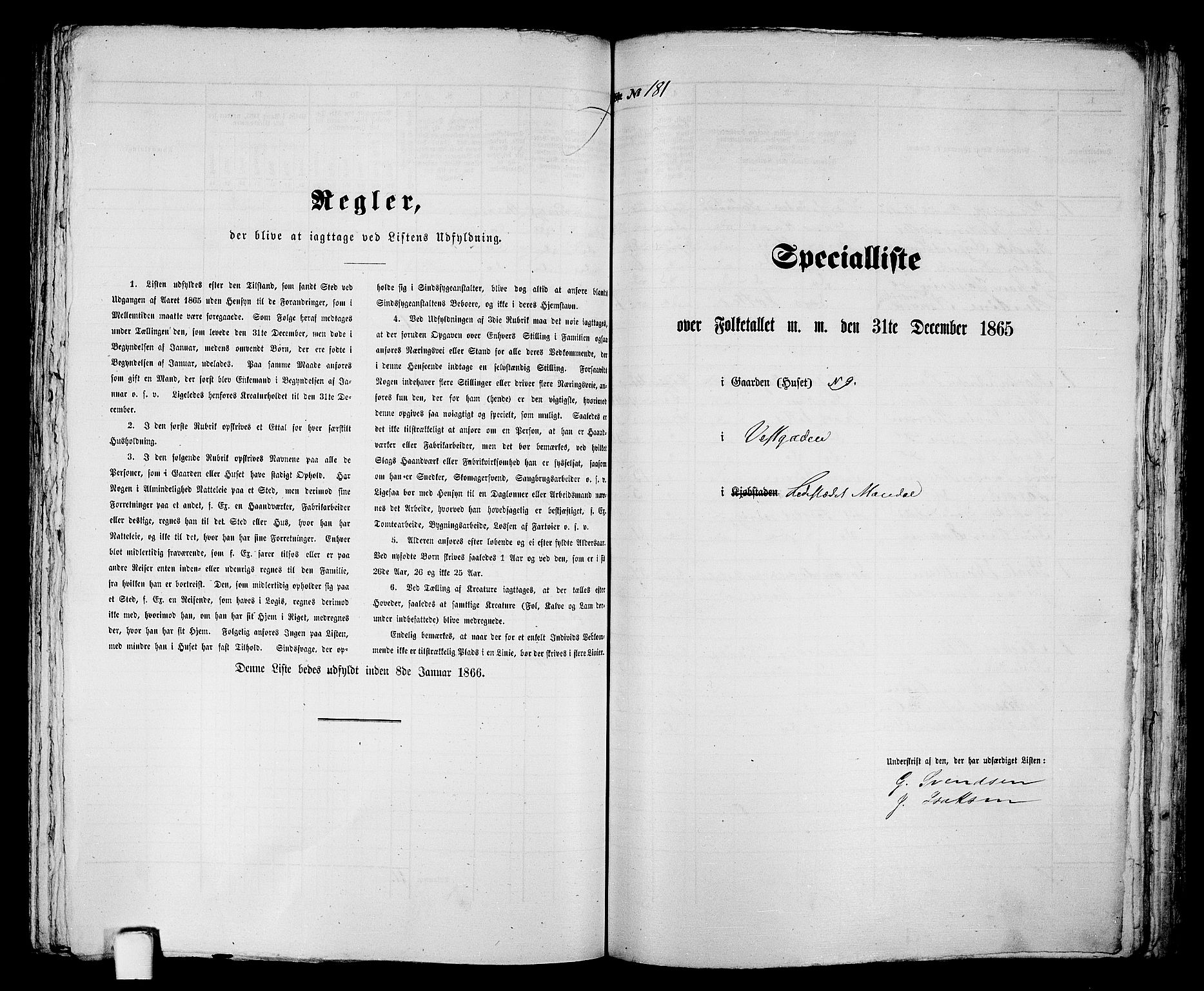 RA, 1865 census for Mandal/Mandal, 1865, p. 364