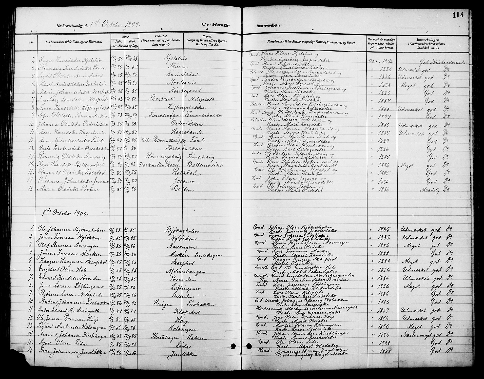 Lesja prestekontor, SAH/PREST-068/H/Ha/Hab/L0007: Parish register (copy) no. 7, 1895-1919, p. 114