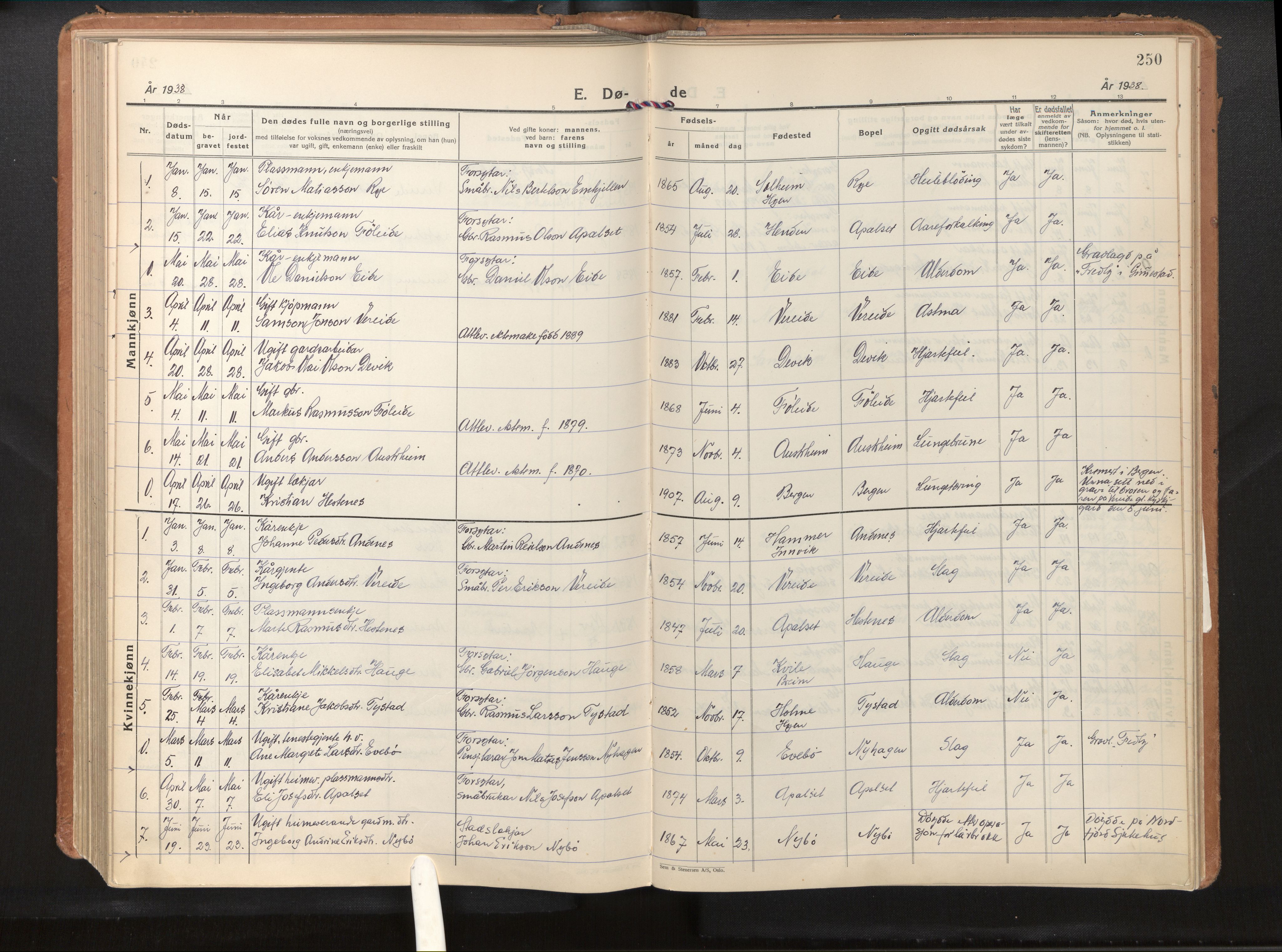 Gloppen sokneprestembete, AV/SAB-A-80101/H/Haa/Haab/L0003: Parish register (official) no. B 3, 1928-1953, p. 249b-250a