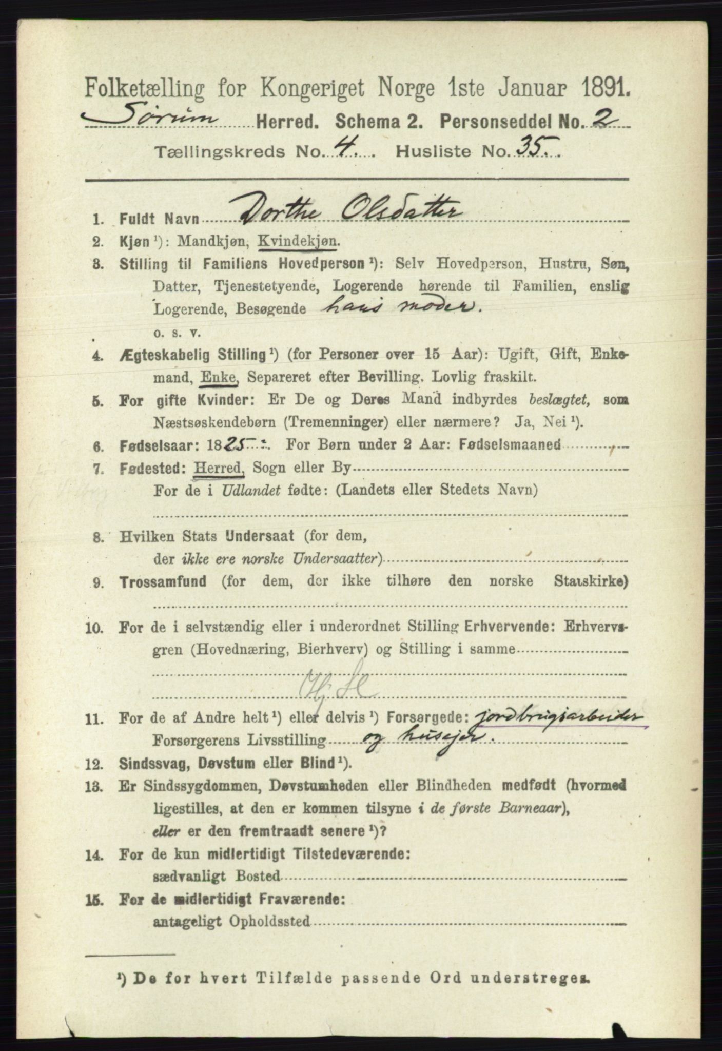 RA, 1891 census for 0226 Sørum, 1891, p. 2088