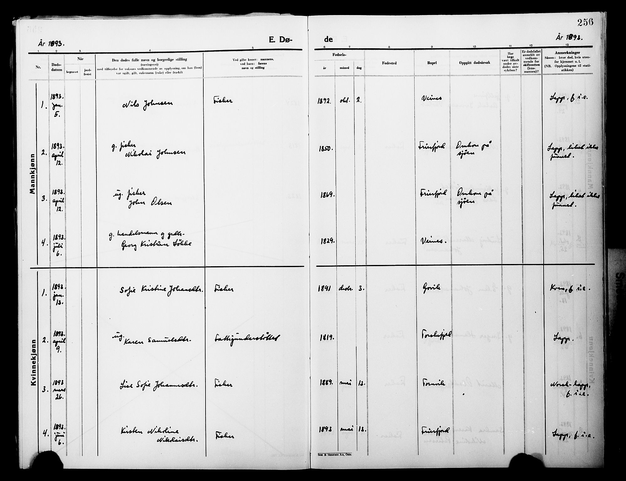 Lebesby sokneprestkontor, SATØ/S-1353/H/Ha/L0004kirke: Parish register (official) no. 4, 1870-1902, p. 256