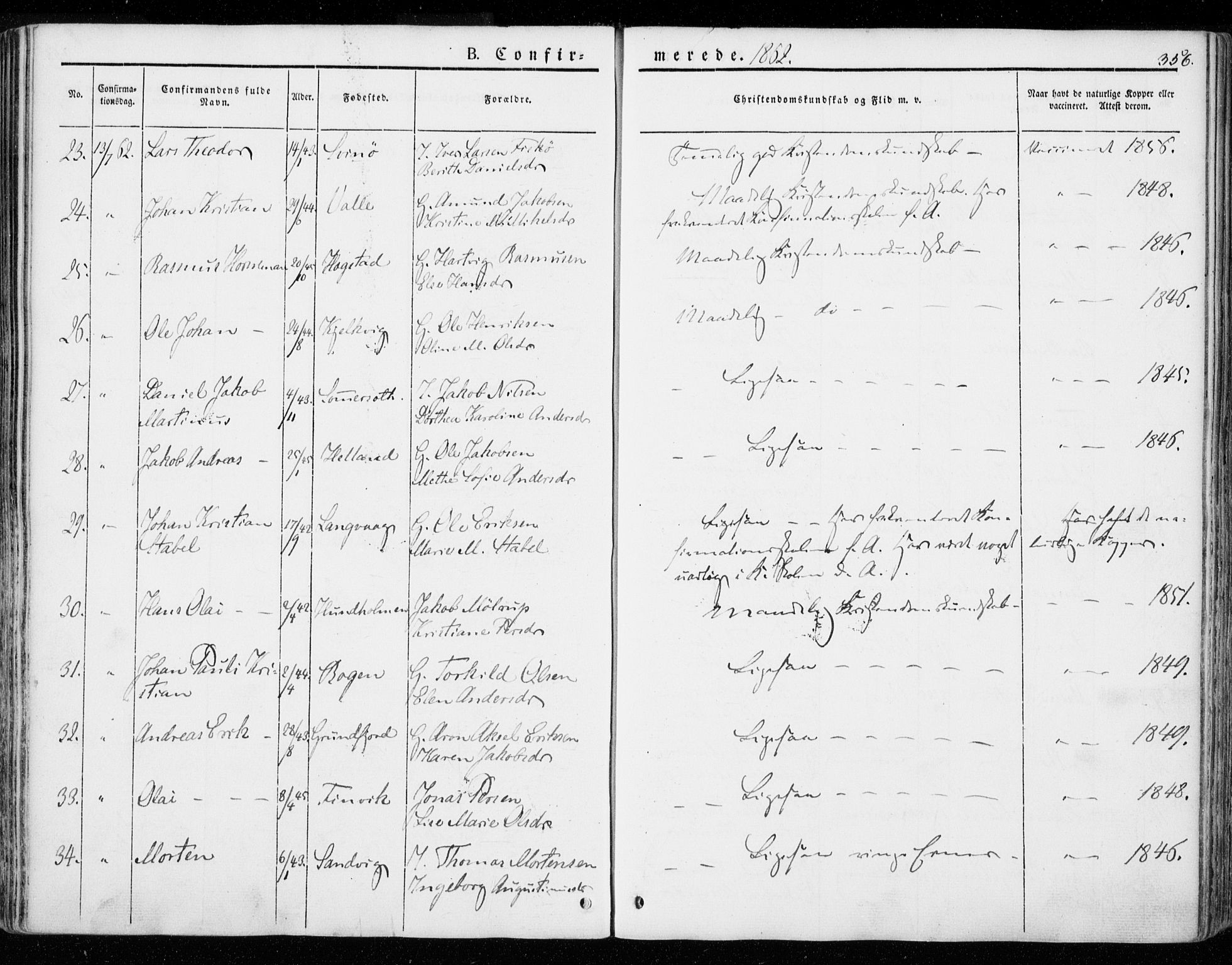 Ministerialprotokoller, klokkerbøker og fødselsregistre - Nordland, AV/SAT-A-1459/872/L1033: Parish register (official) no. 872A08, 1840-1863, p. 356