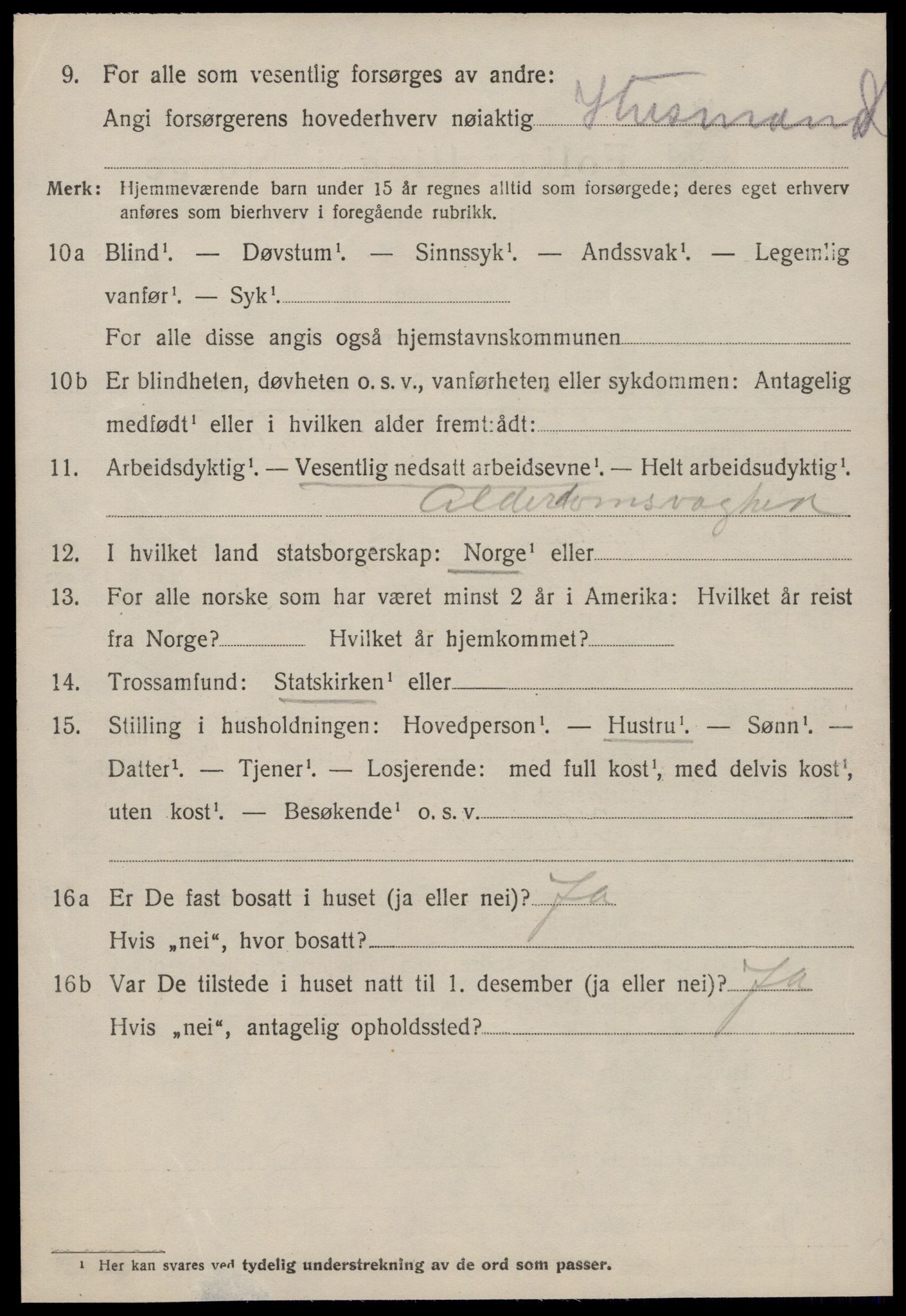 SAT, 1920 census for Vatne, 1920, p. 1079