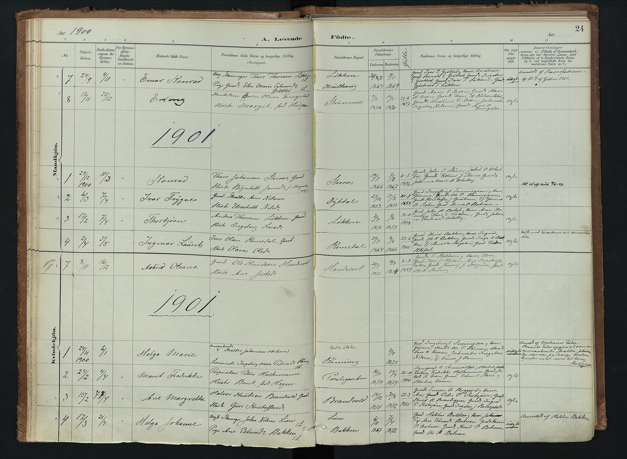 Kvikne prestekontor, AV/SAH-PREST-064/H/Ha/Haa/L0008: Parish register (official) no. 8, 1887-1911, p. 24