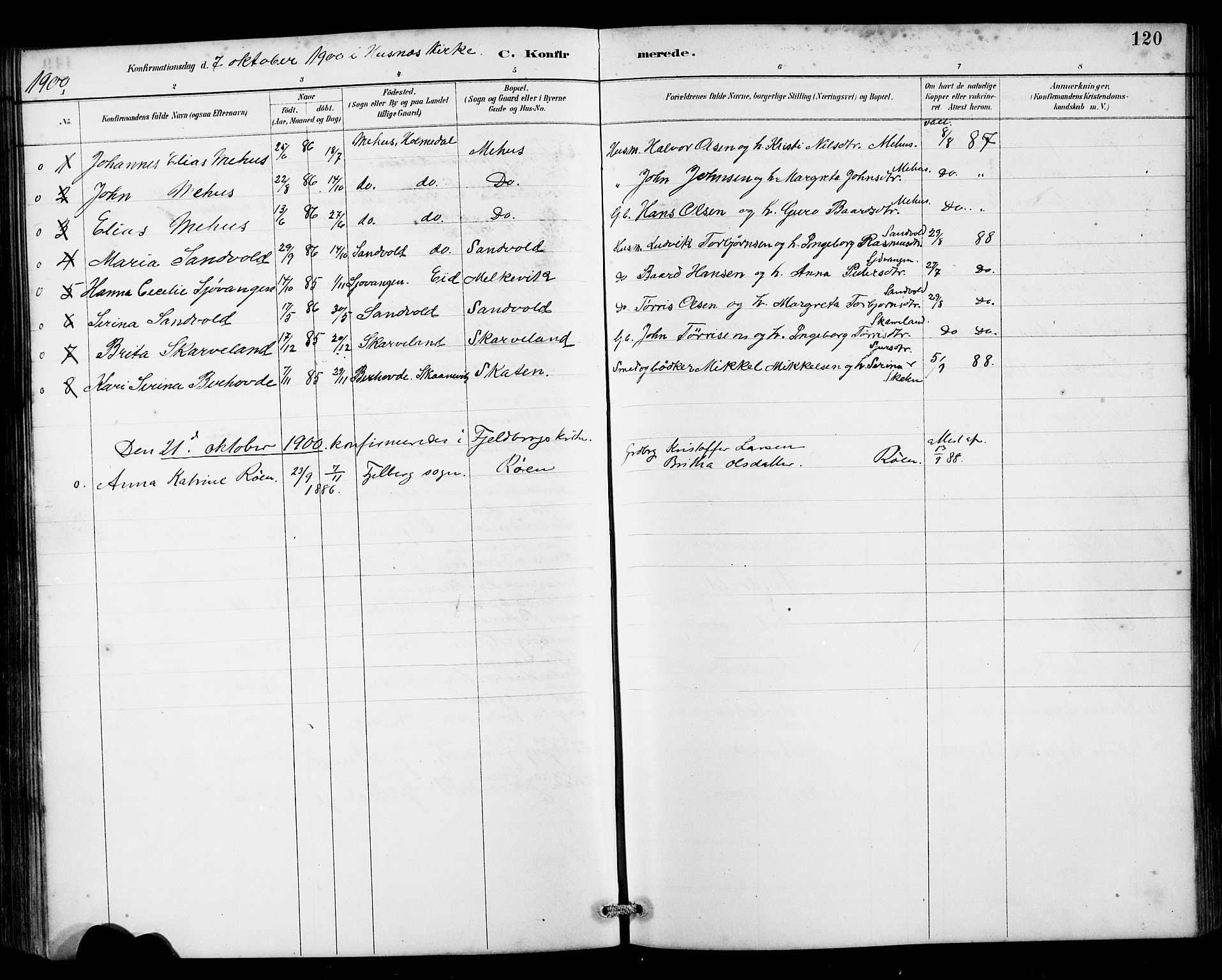 Husnes Sokneprestembete, SAB/A-75901/H/Hab: Parish register (copy) no. B 2, 1884-1914, p. 120