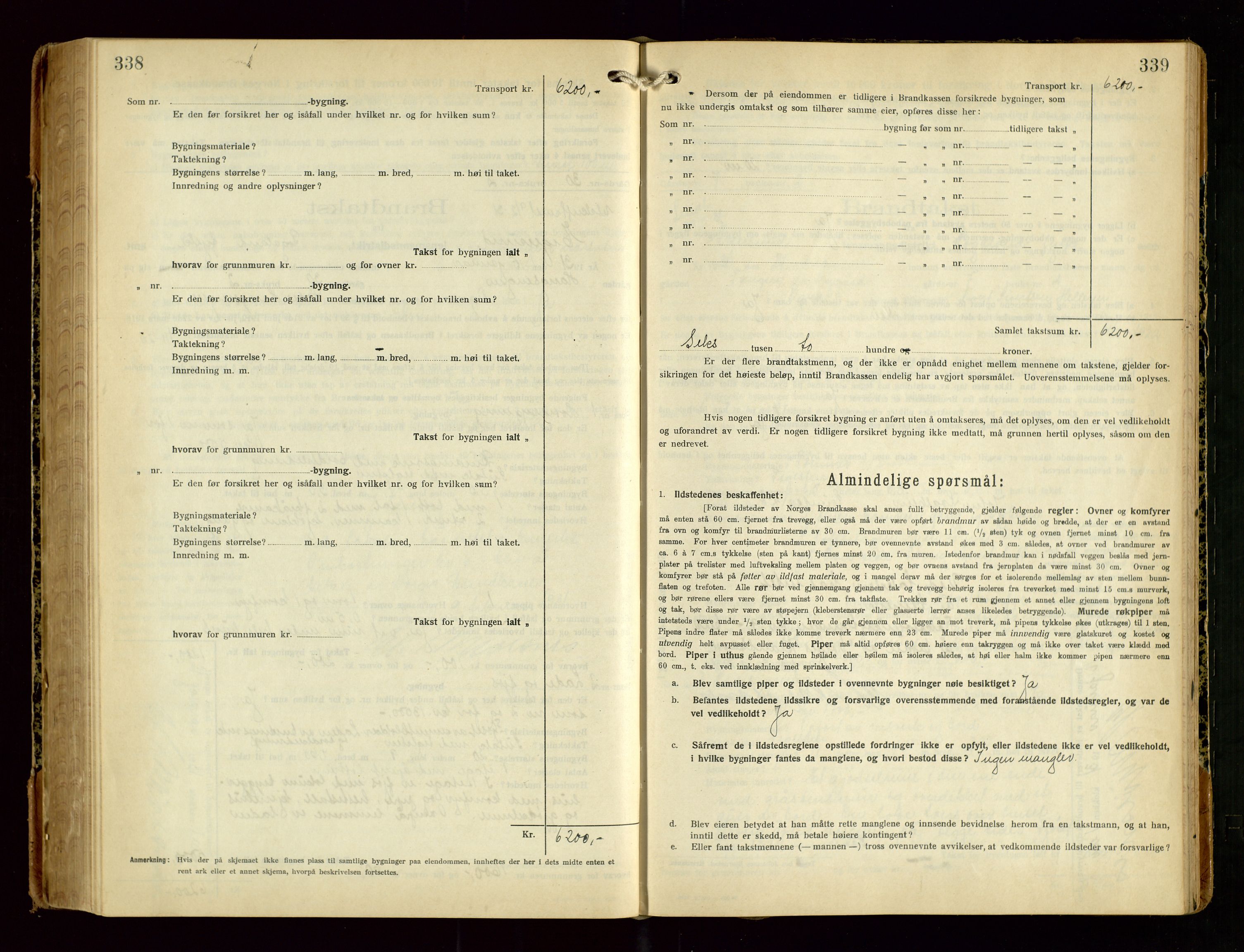 Eigersund lensmannskontor, AV/SAST-A-100171/Gob/L0005: "Brandtakstprotokoll", 1925-1934, p. 338-339