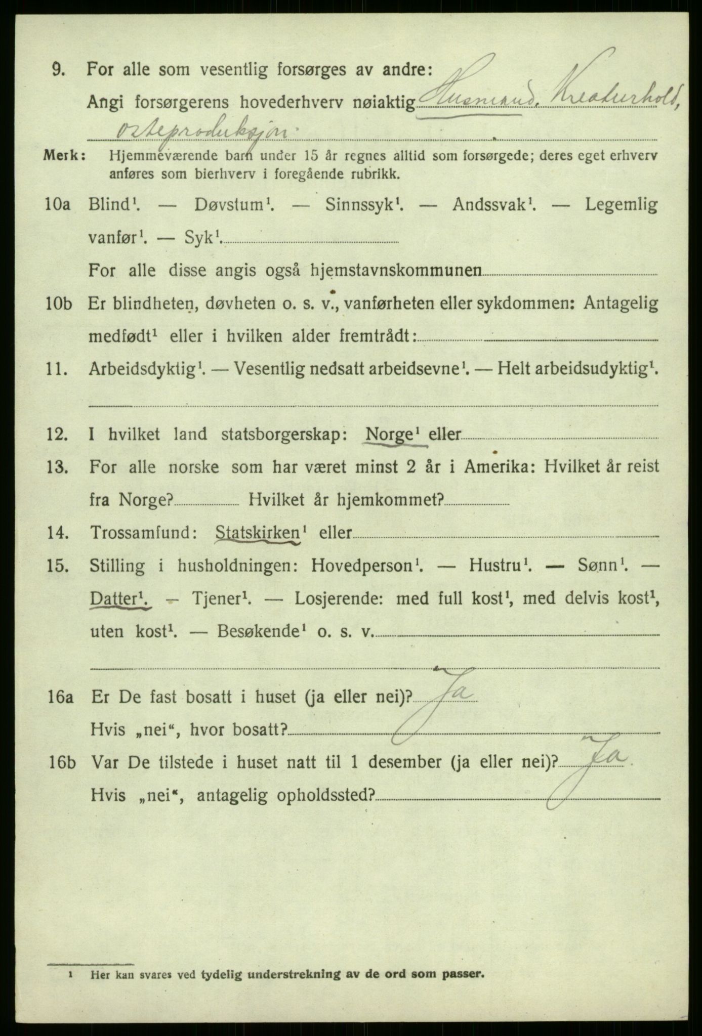 SAB, 1920 census for Årdal, 1920, p. 2974