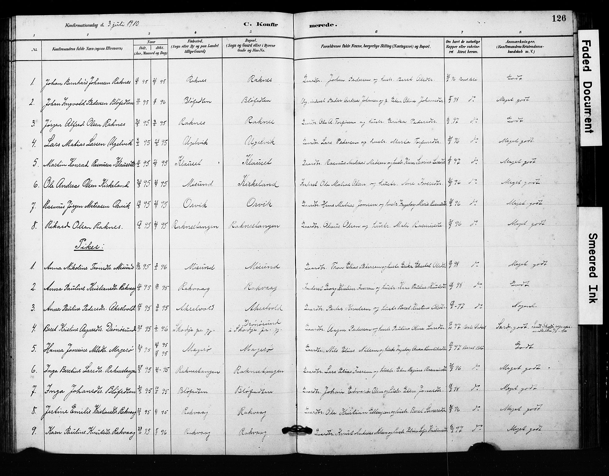 Ministerialprotokoller, klokkerbøker og fødselsregistre - Møre og Romsdal, AV/SAT-A-1454/563/L0737: Parish register (copy) no. 563C01, 1878-1916, p. 126