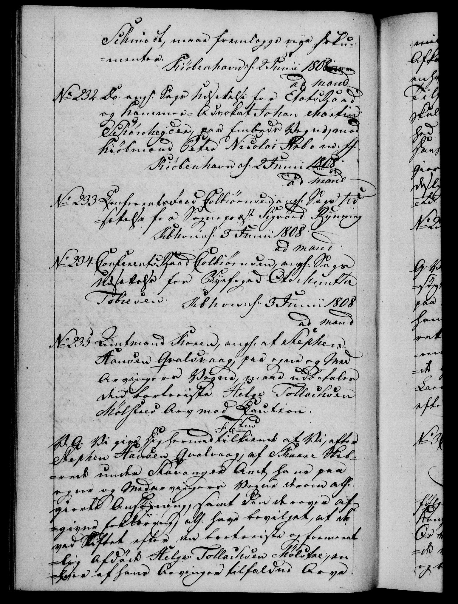 Danske Kanselli 1800-1814, RA/EA-3024/H/Hf/Hfb/Hfba/L0004: Registranter, 1808-1810, p. 52b