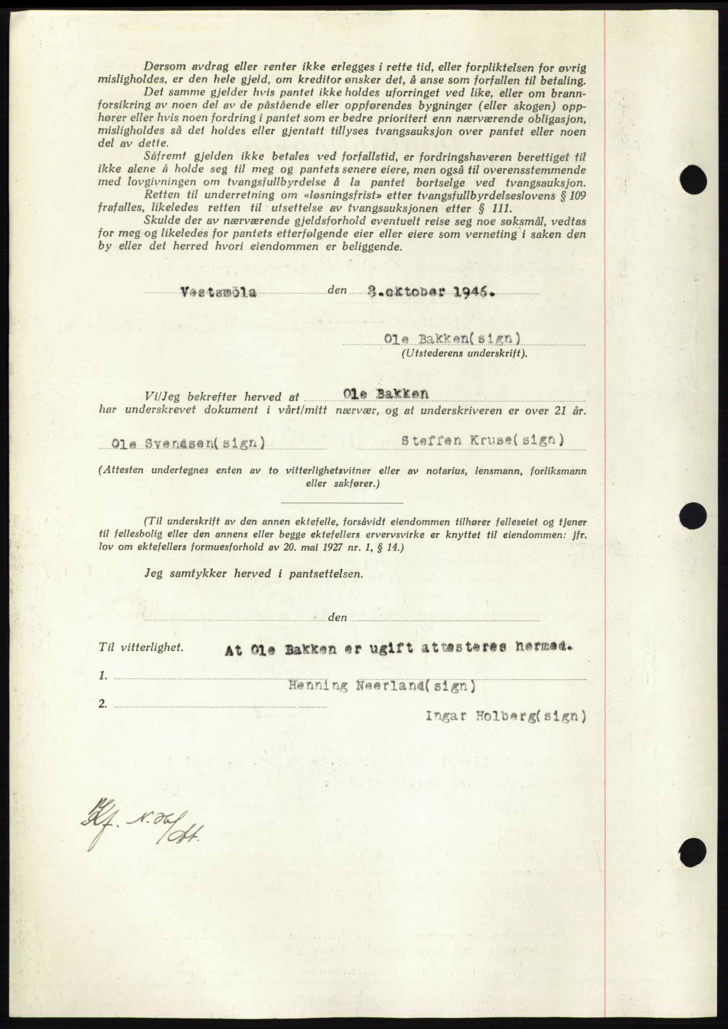 Nordmøre sorenskriveri, AV/SAT-A-4132/1/2/2Ca: Mortgage book no. B95, 1946-1947, Diary no: : 2037/1946