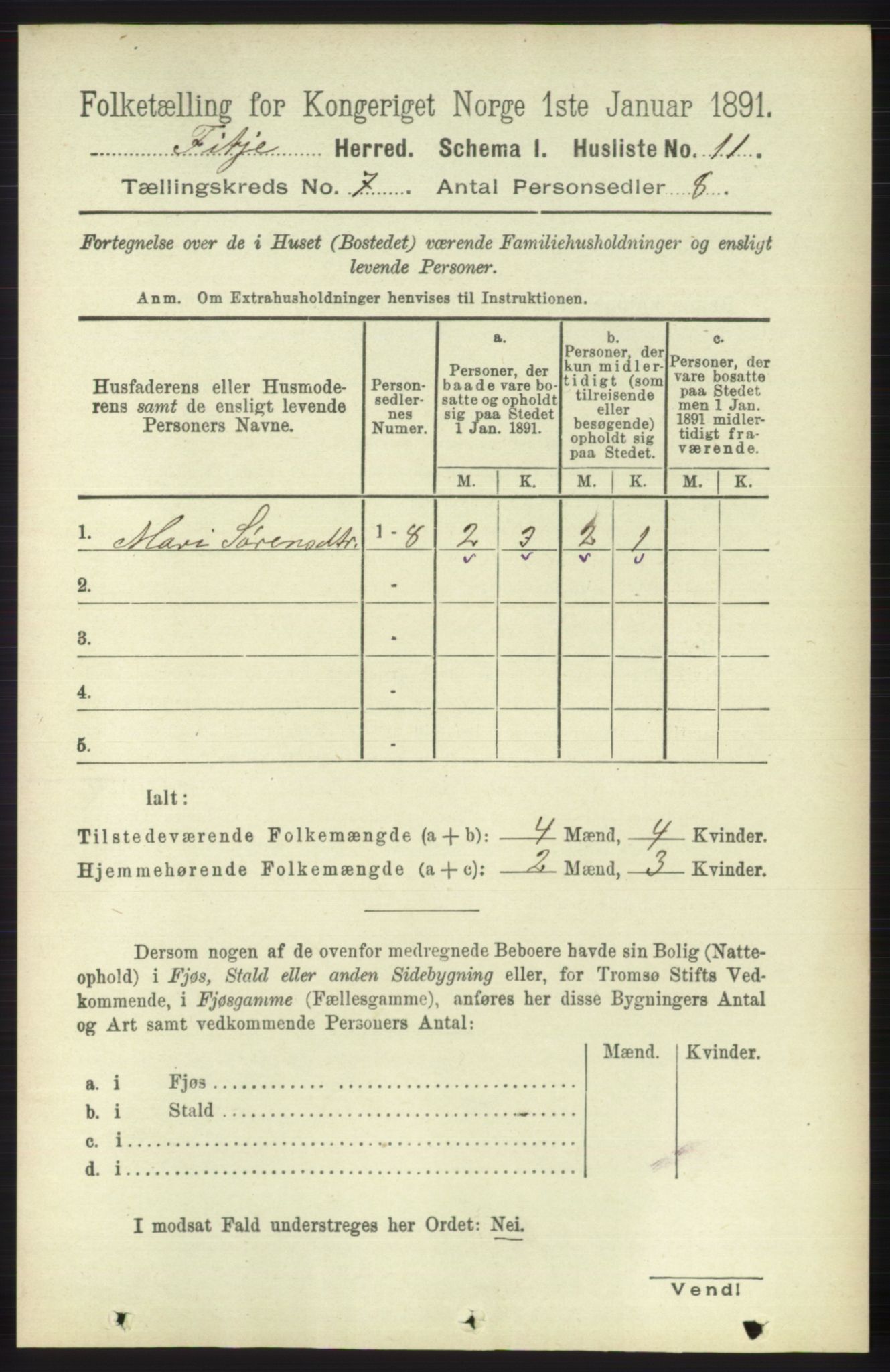 RA, 1891 census for 1222 Fitjar, 1891, p. 2756