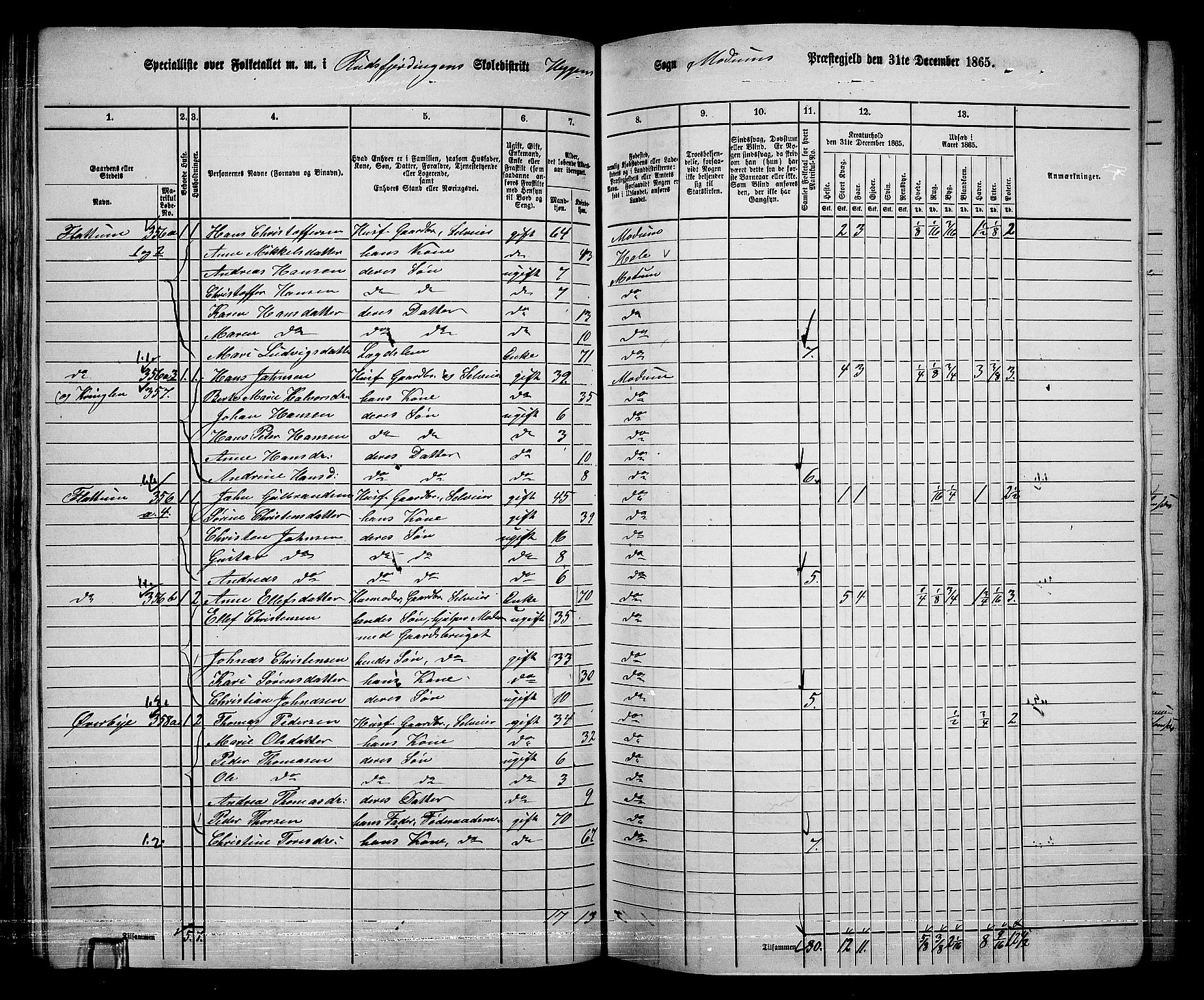 RA, 1865 census for Modum, 1865, p. 129