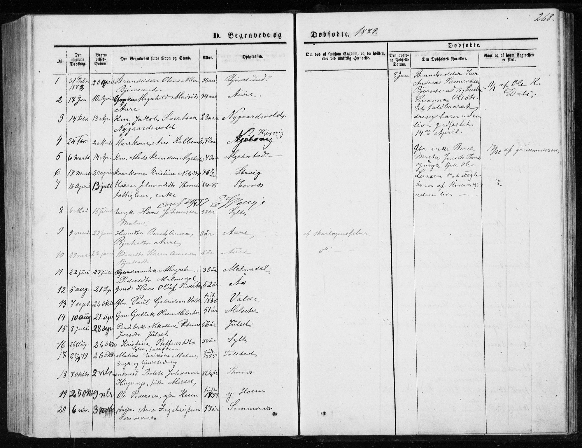 Ministerialprotokoller, klokkerbøker og fødselsregistre - Møre og Romsdal, SAT/A-1454/565/L0754: Parish register (copy) no. 565C03, 1870-1896, p. 268