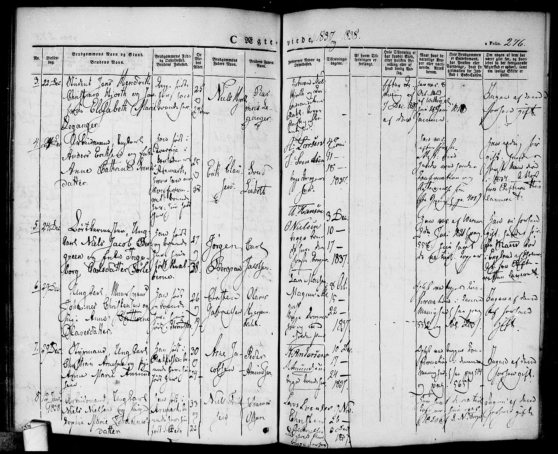 Halden prestekontor Kirkebøker, SAO/A-10909/F/Fa/L0005: Parish register (official) no. I 5, 1834-1845, p. 276