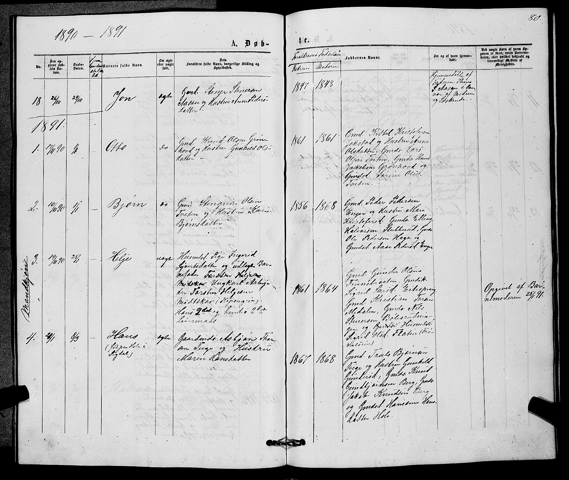 Sigdal kirkebøker, AV/SAKO-A-245/G/Gb/L0002: Parish register (copy) no. II 2, 1875-1900, p. 80