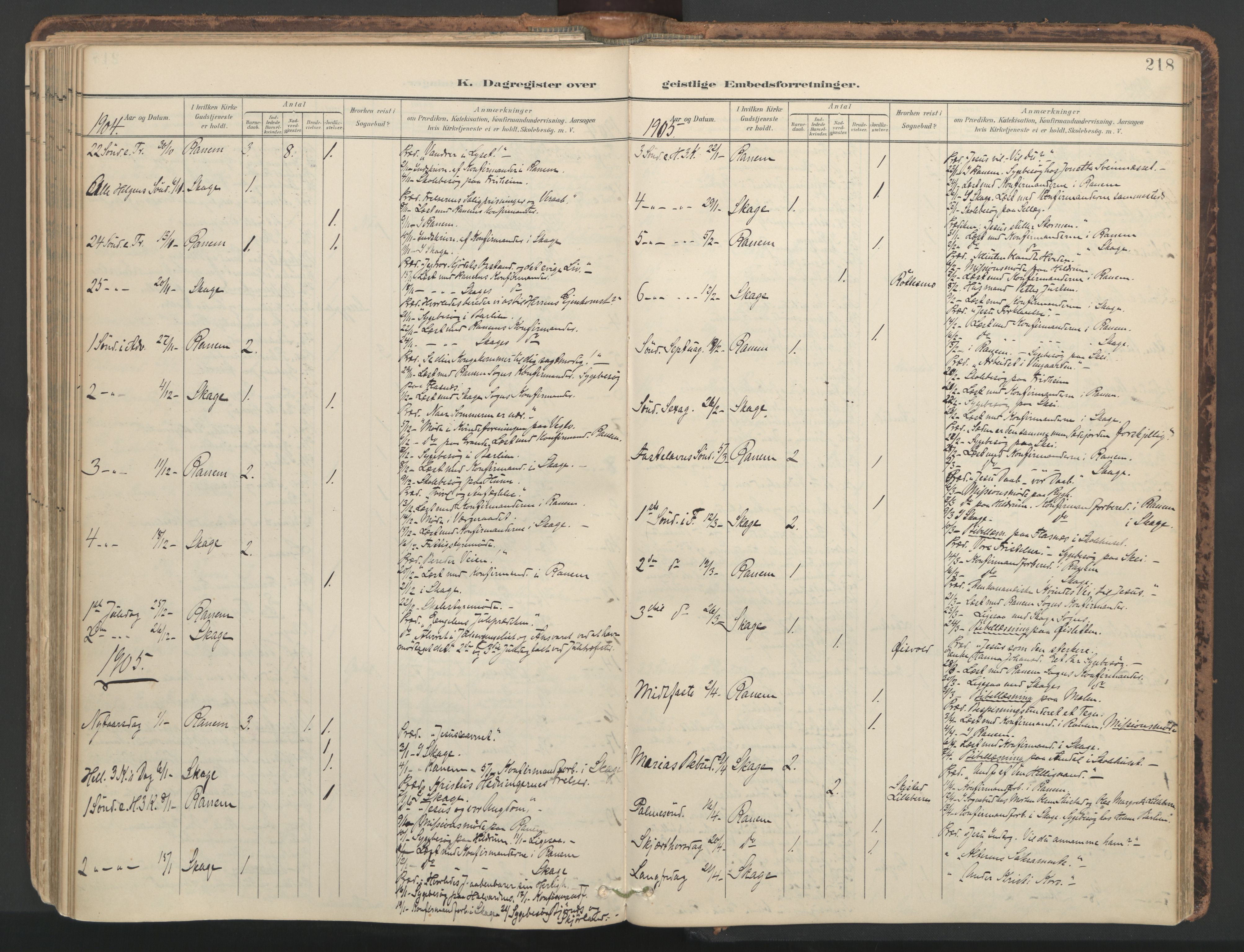 Ministerialprotokoller, klokkerbøker og fødselsregistre - Nord-Trøndelag, SAT/A-1458/764/L0556: Parish register (official) no. 764A11, 1897-1924, p. 218