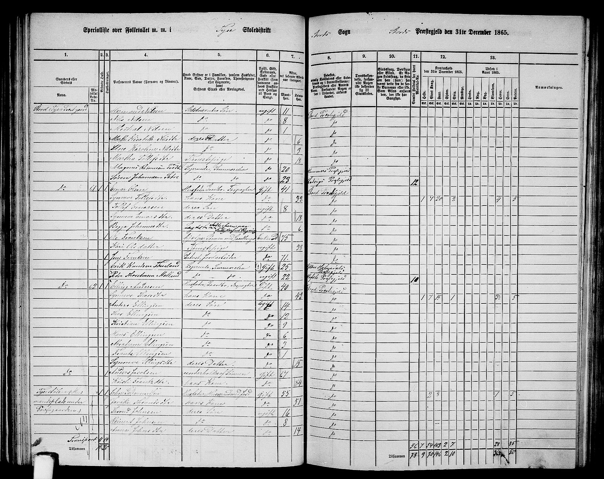 RA, 1865 census for Stord, 1865, p. 41