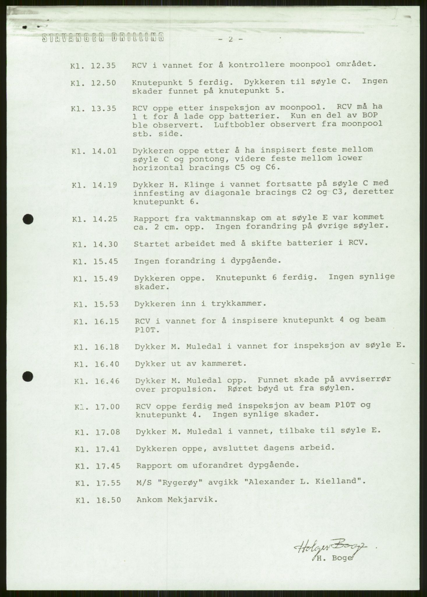 Justisdepartementet, Granskningskommisjonen ved Alexander Kielland-ulykken 27.3.1980, AV/RA-S-1165/D/L0006: A Alexander L. Kielland (Doku.liste + A3-A6, A11-A13, A18-A20-A21, A23, A31 av 31)/Dykkerjournaler, 1980-1981, p. 115