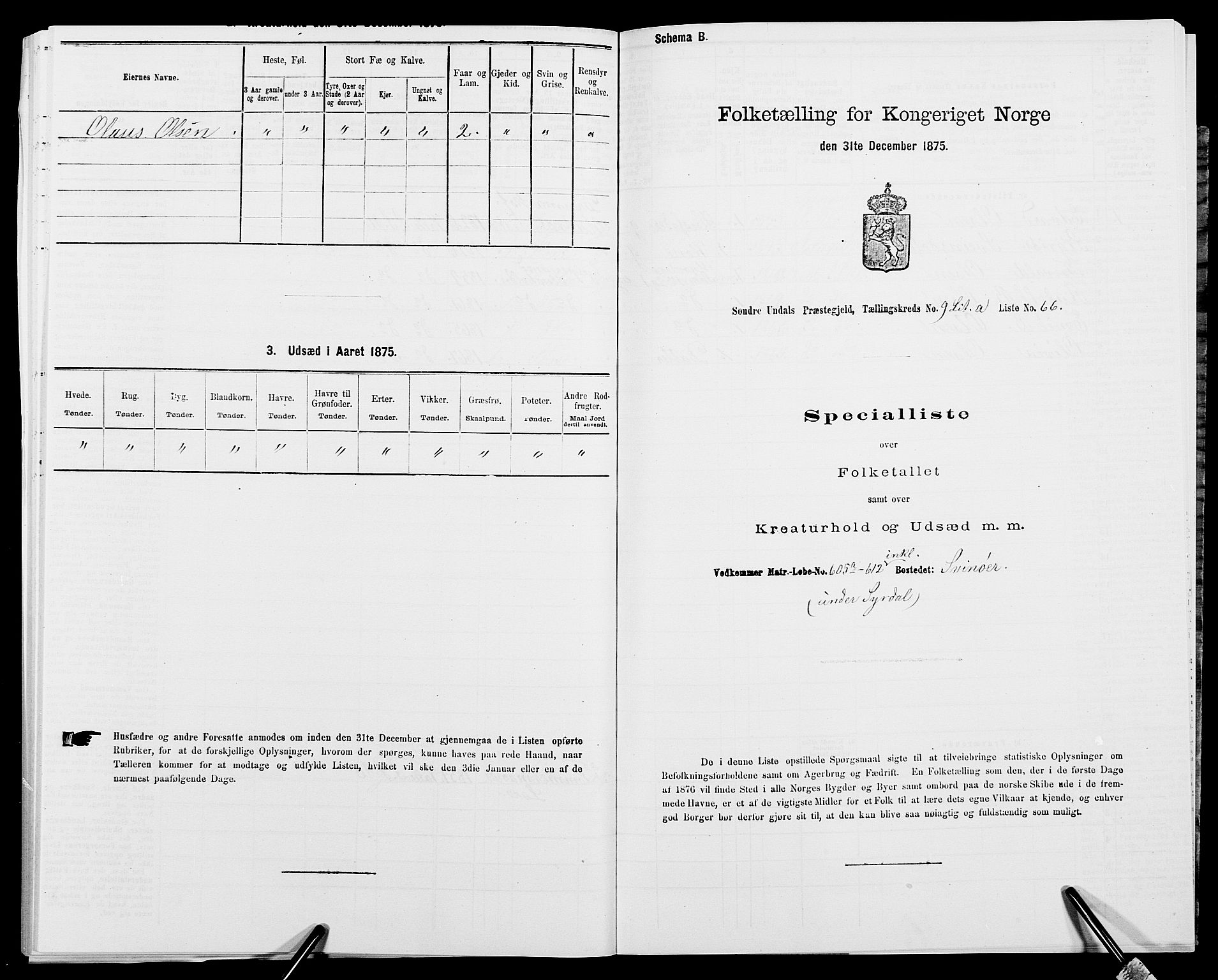 SAK, 1875 census for 1029P Sør-Audnedal, 1875, p. 1297