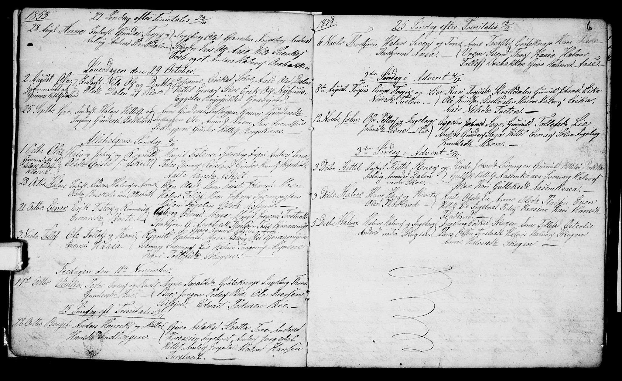 Bø kirkebøker, AV/SAKO-A-257/G/Ga/L0002: Parish register (copy) no. 2, 1853-1866, p. 6