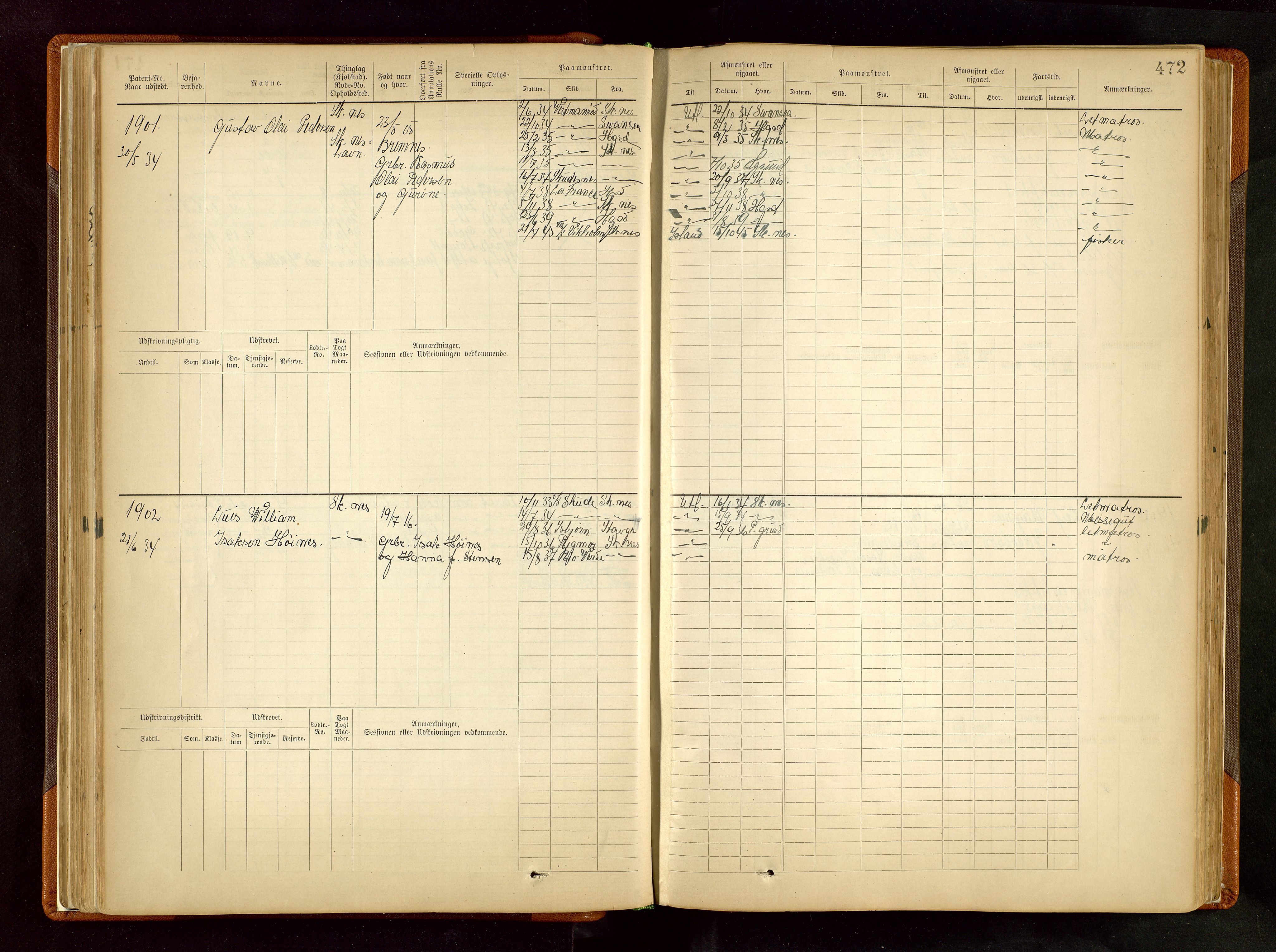 Haugesund sjømannskontor, SAST/A-102007/F/Fb/Fbb/L0002: Sjøfartsrulle Skudenes kretsnr. 959-2439, 1860-1948, p. 472