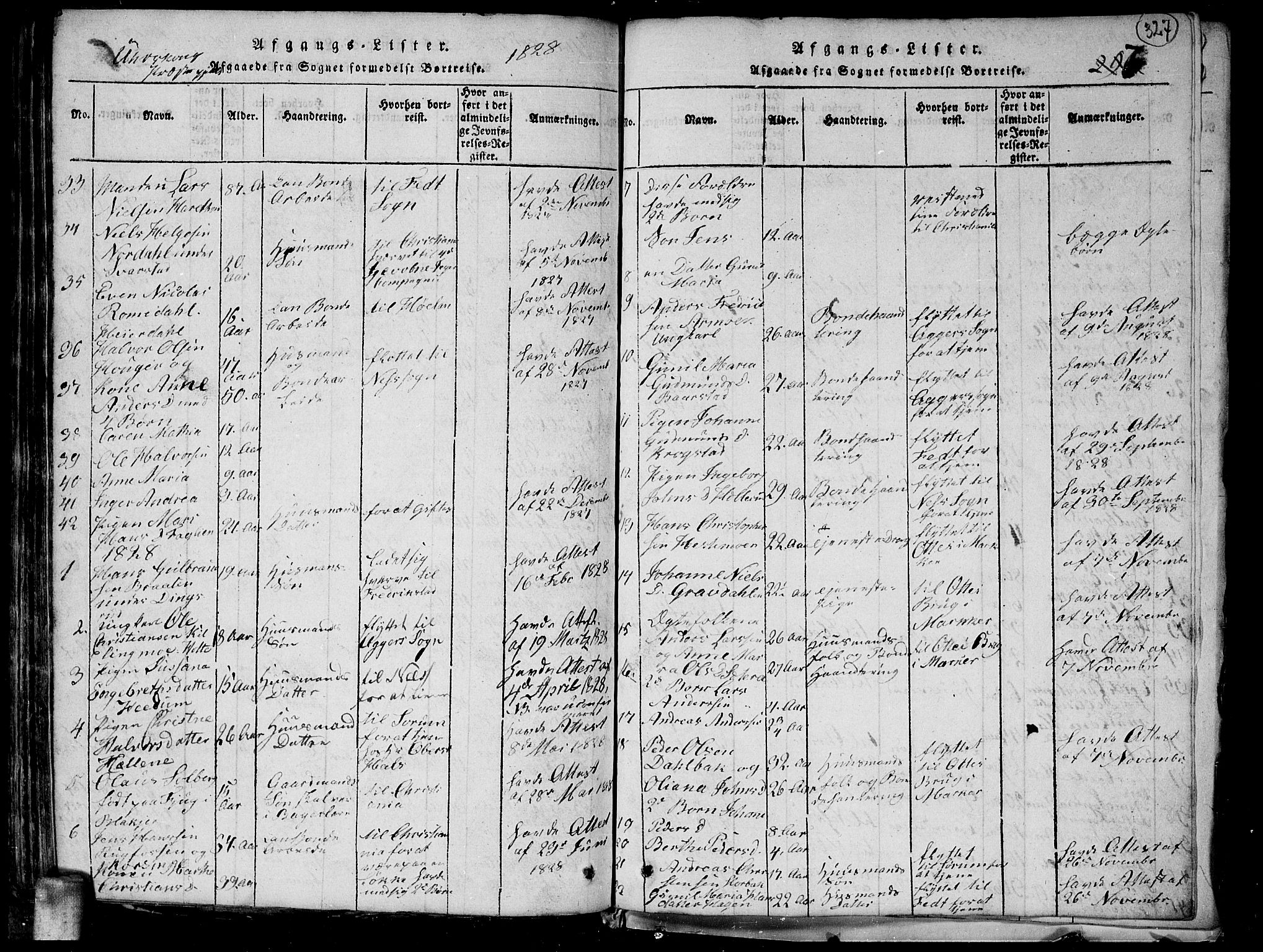 Aurskog prestekontor Kirkebøker, SAO/A-10304a/G/Ga/L0001: Parish register (copy) no. I 1, 1814-1829, p. 327