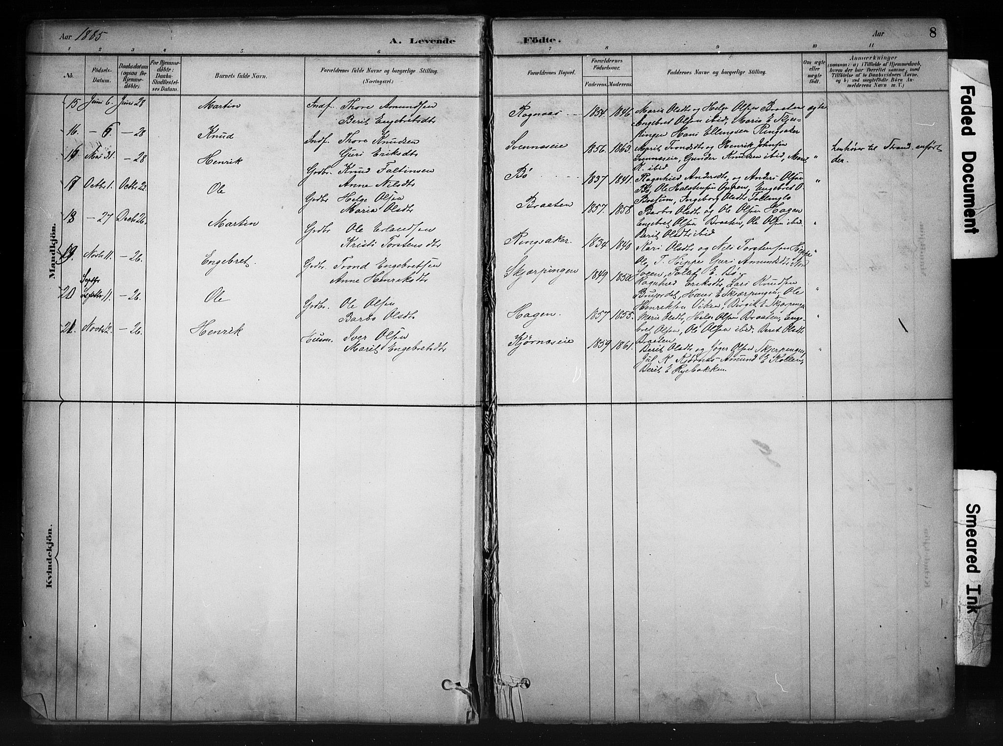 Nord-Aurdal prestekontor, AV/SAH-PREST-132/H/Ha/Haa/L0011: Parish register (official) no. 11, 1883-1896, p. 8