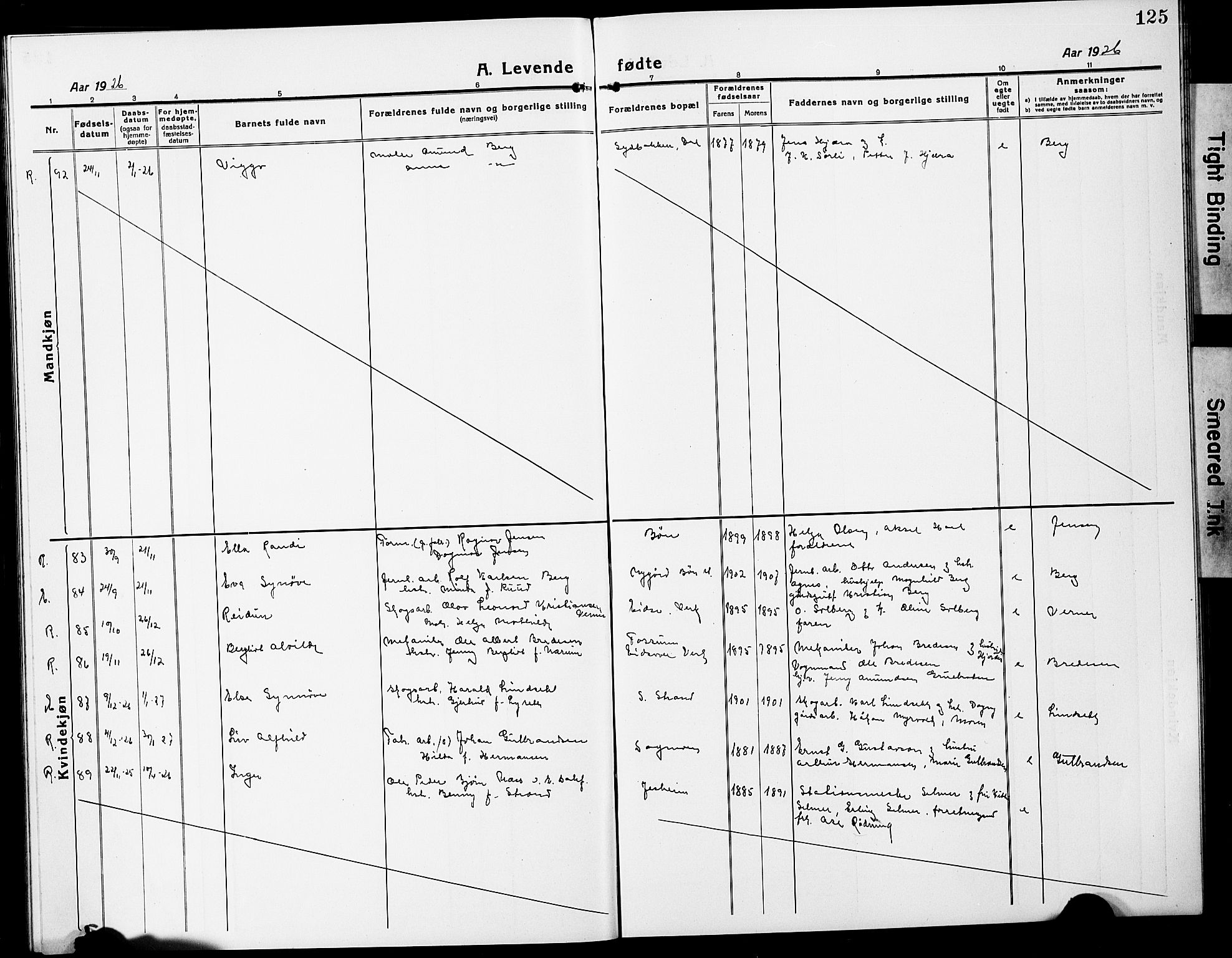 Eidsvoll prestekontor Kirkebøker, SAO/A-10888/G/Ga/L0010: Parish register (copy) no. I 10, 1919-1929, p. 125