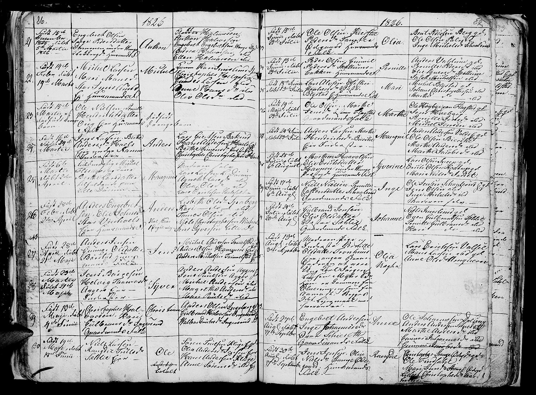 Vang prestekontor, Hedmark, SAH/PREST-008/H/Ha/Hab/L0006: Parish register (copy) no. 6, 1819-1832, p. 86-87