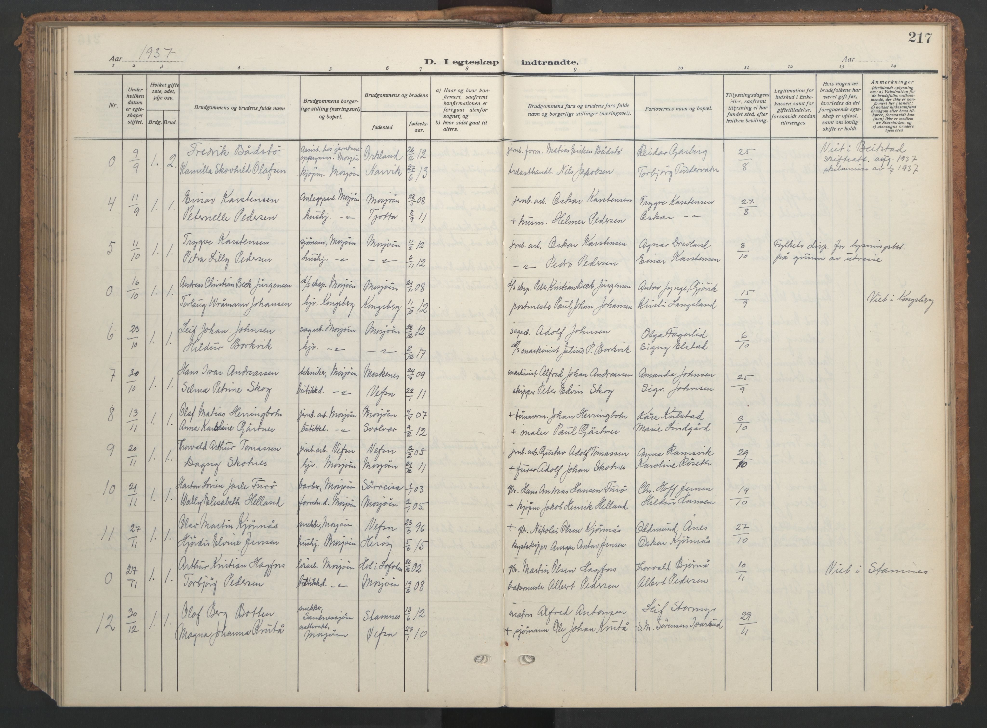 Ministerialprotokoller, klokkerbøker og fødselsregistre - Nordland, AV/SAT-A-1459/820/L0303: Parish register (copy) no. 820C05, 1917-1952, p. 217