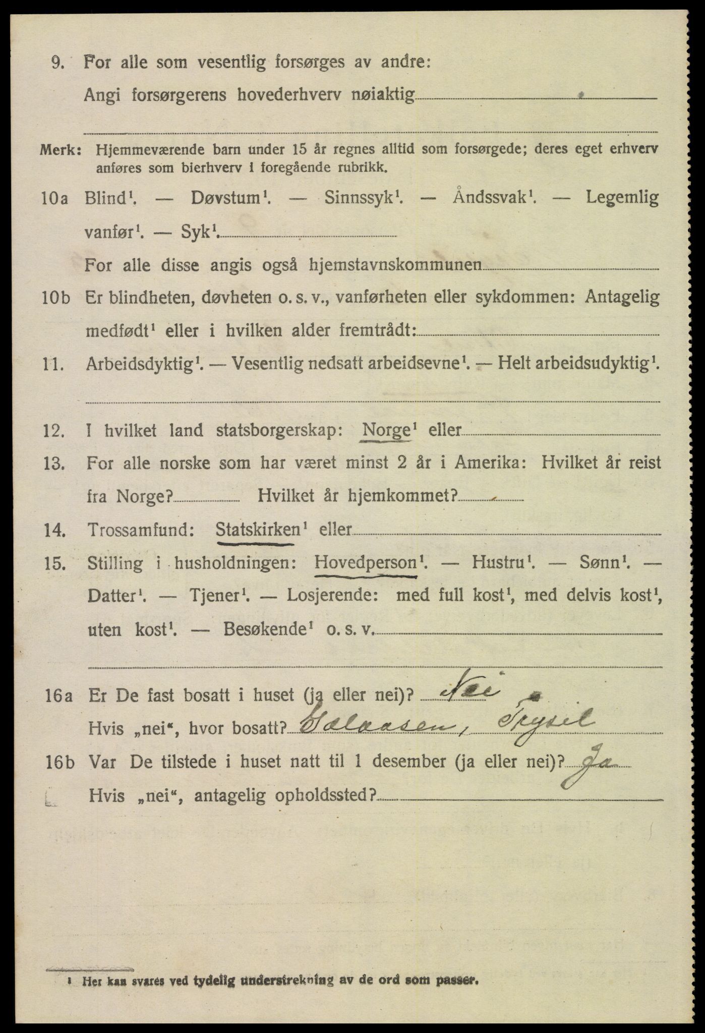 SAH, 1920 census for Trysil, 1920, p. 14964