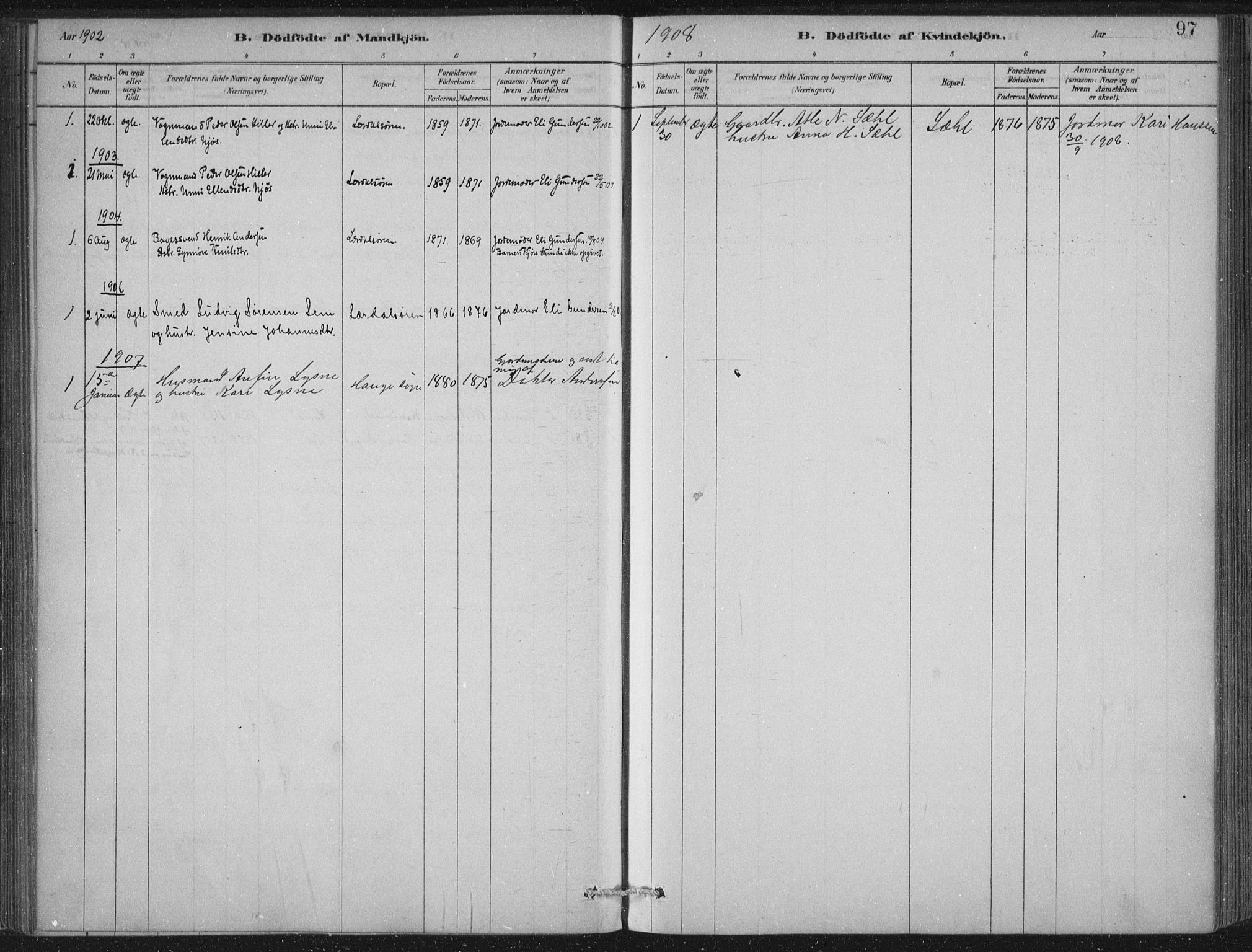 Lærdal sokneprestembete, AV/SAB-A-81201: Parish register (official) no. D  1, 1878-1908, p. 97