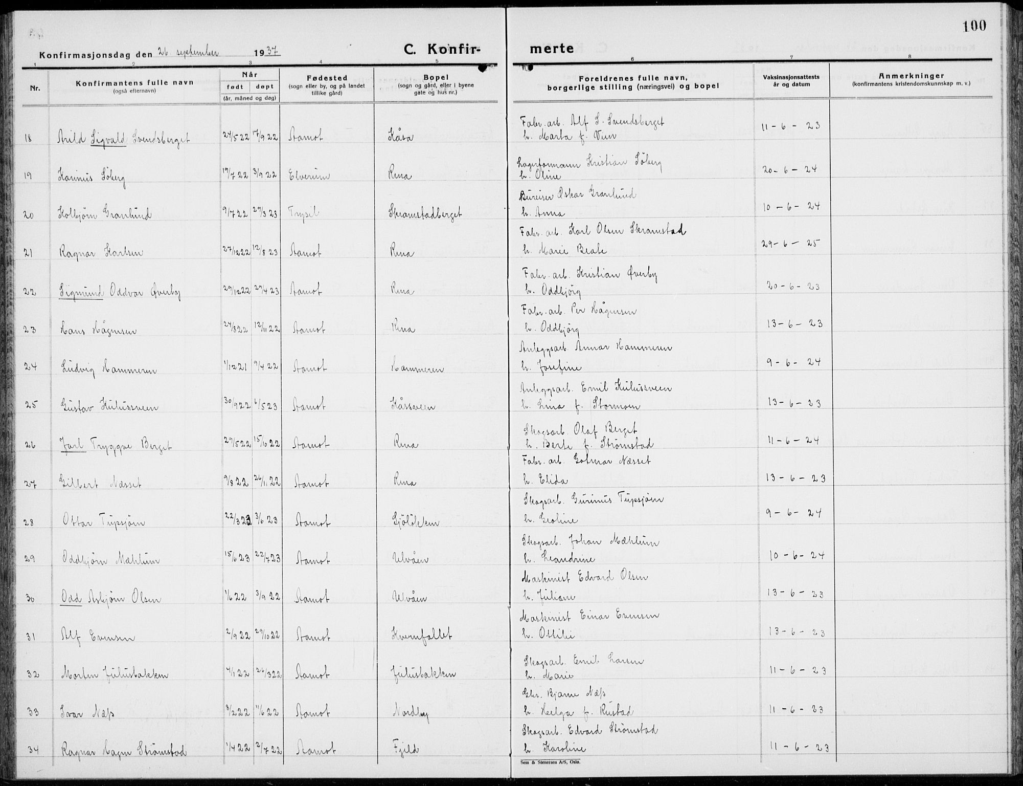 Åmot prestekontor, Hedmark, AV/SAH-PREST-056/H/Ha/Hab/L0006: Parish register (copy) no. 6, 1930-1937, p. 100